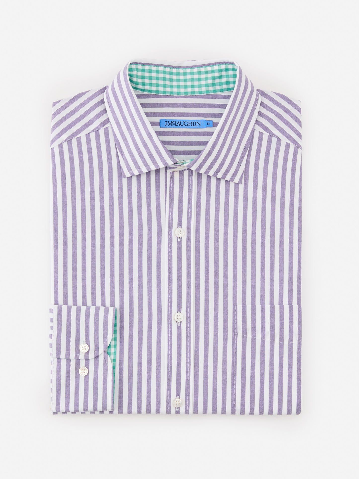 J.McLaughlin Club classic fit shirt in purple/white made with cotton.