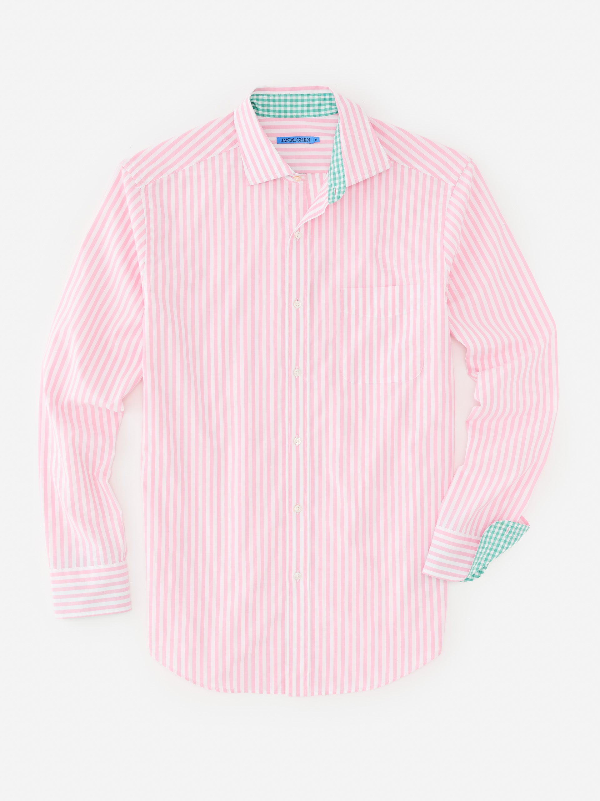 J.McLaughlin Club classic fit shirt in pink/white made with cotton.