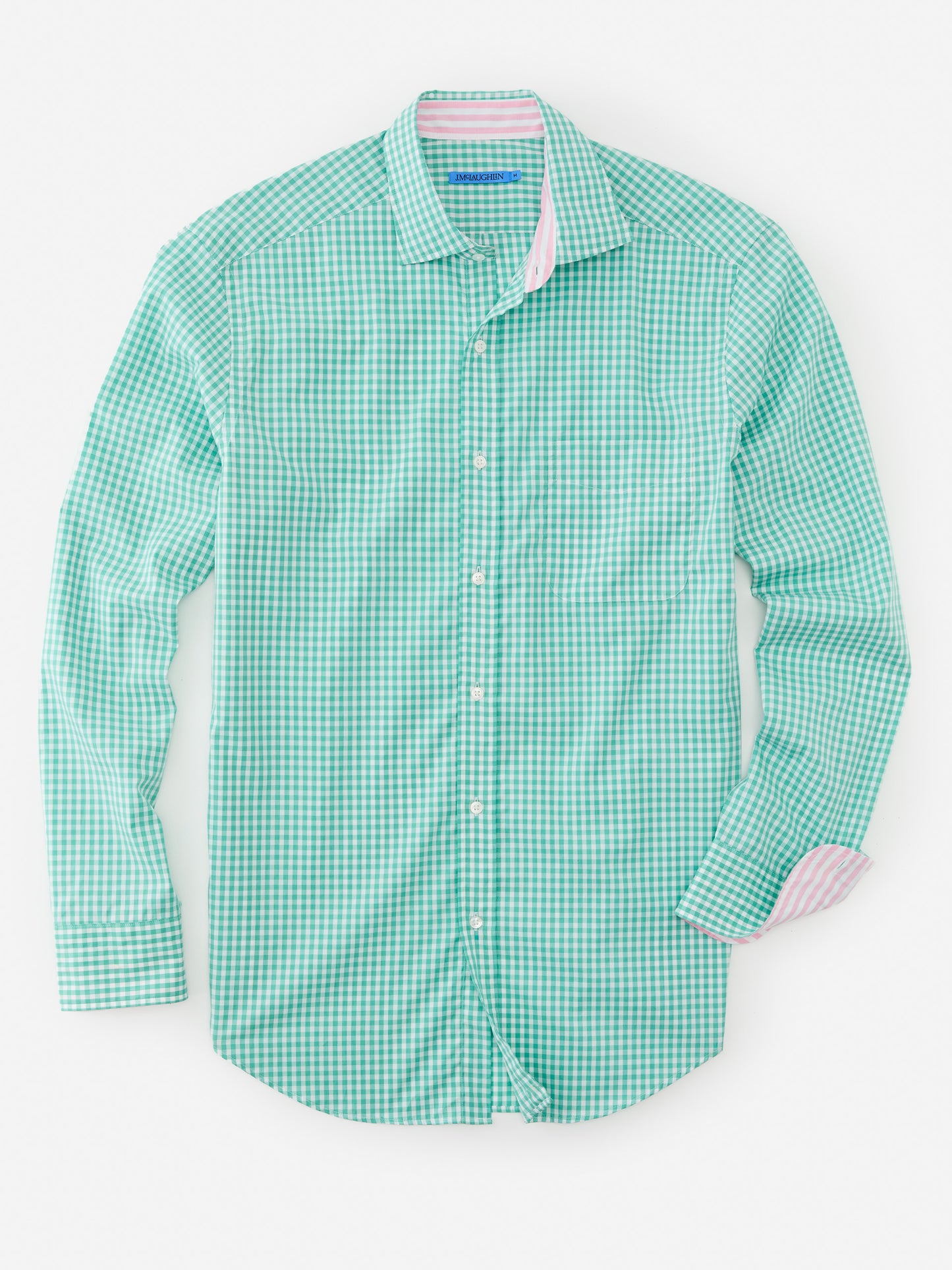 J.McLaughlin Club classic fit shirt in green/white made with cotton.