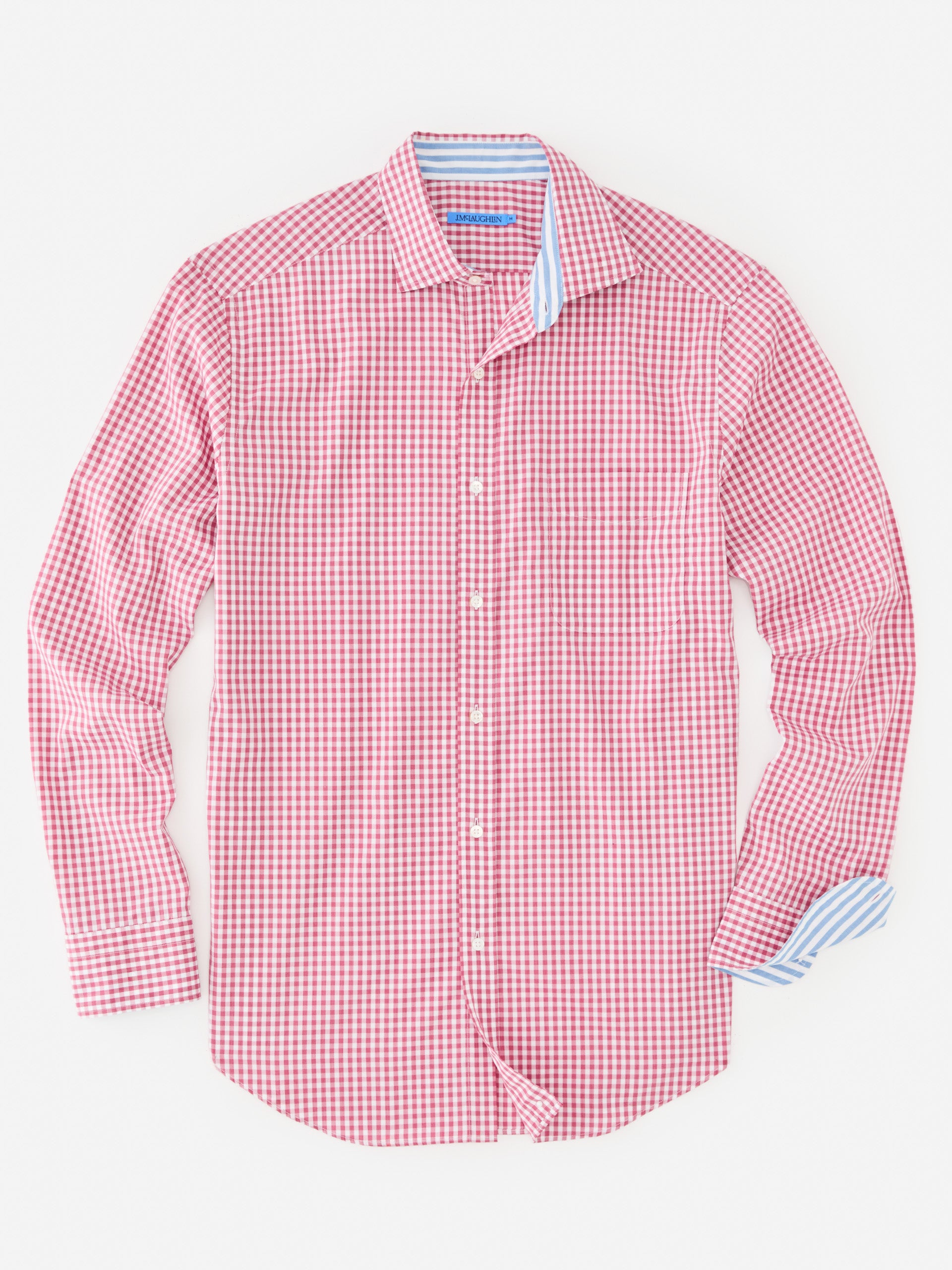 J.McLaughlin Club classic fit shirt in red/white made with cotton.