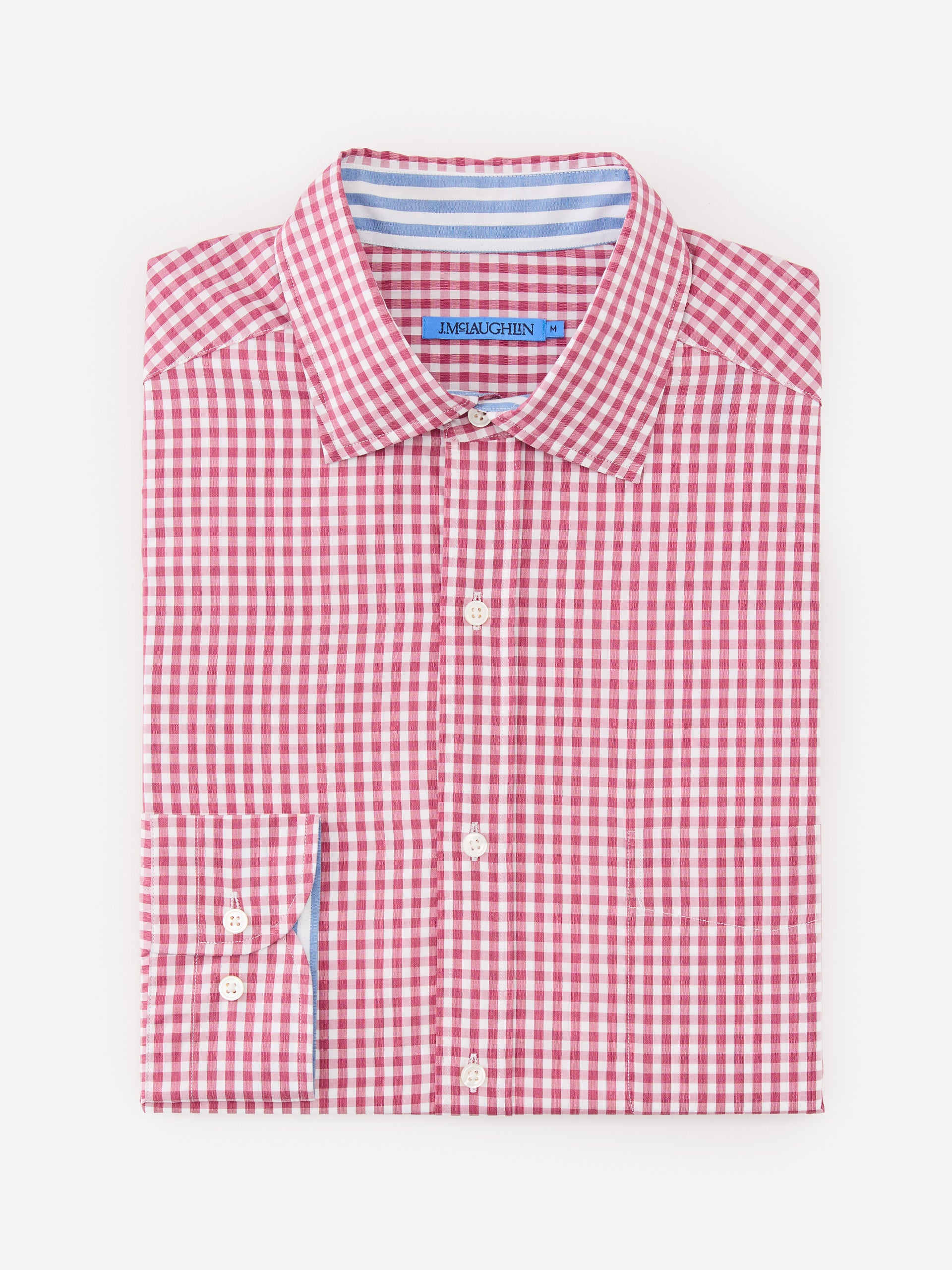 J.McLaughlin Club classic fit shirt in red/white made with cotton.