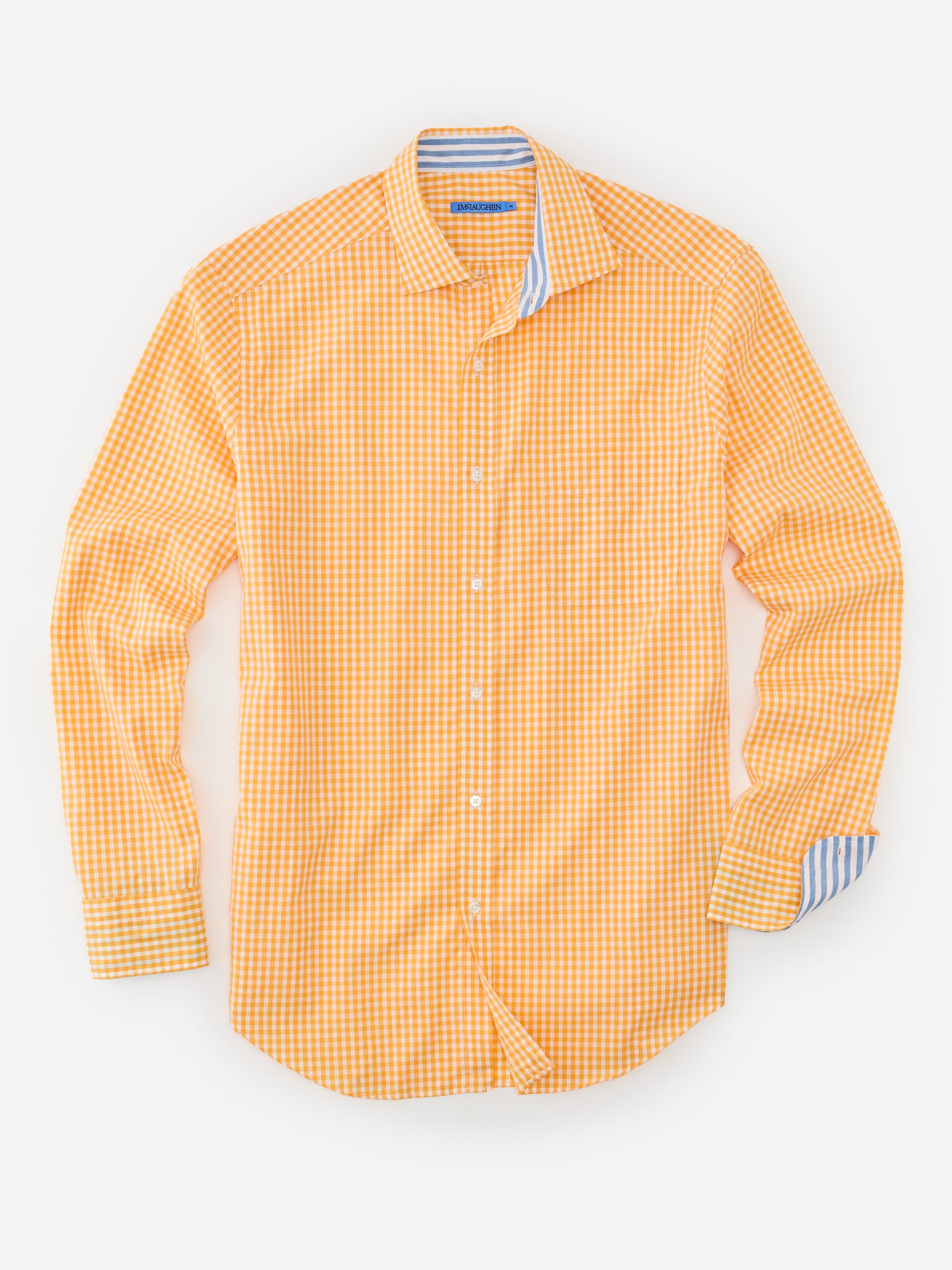 J.McLaughlin Club classic fit shirt in yellow/white made with cotton.