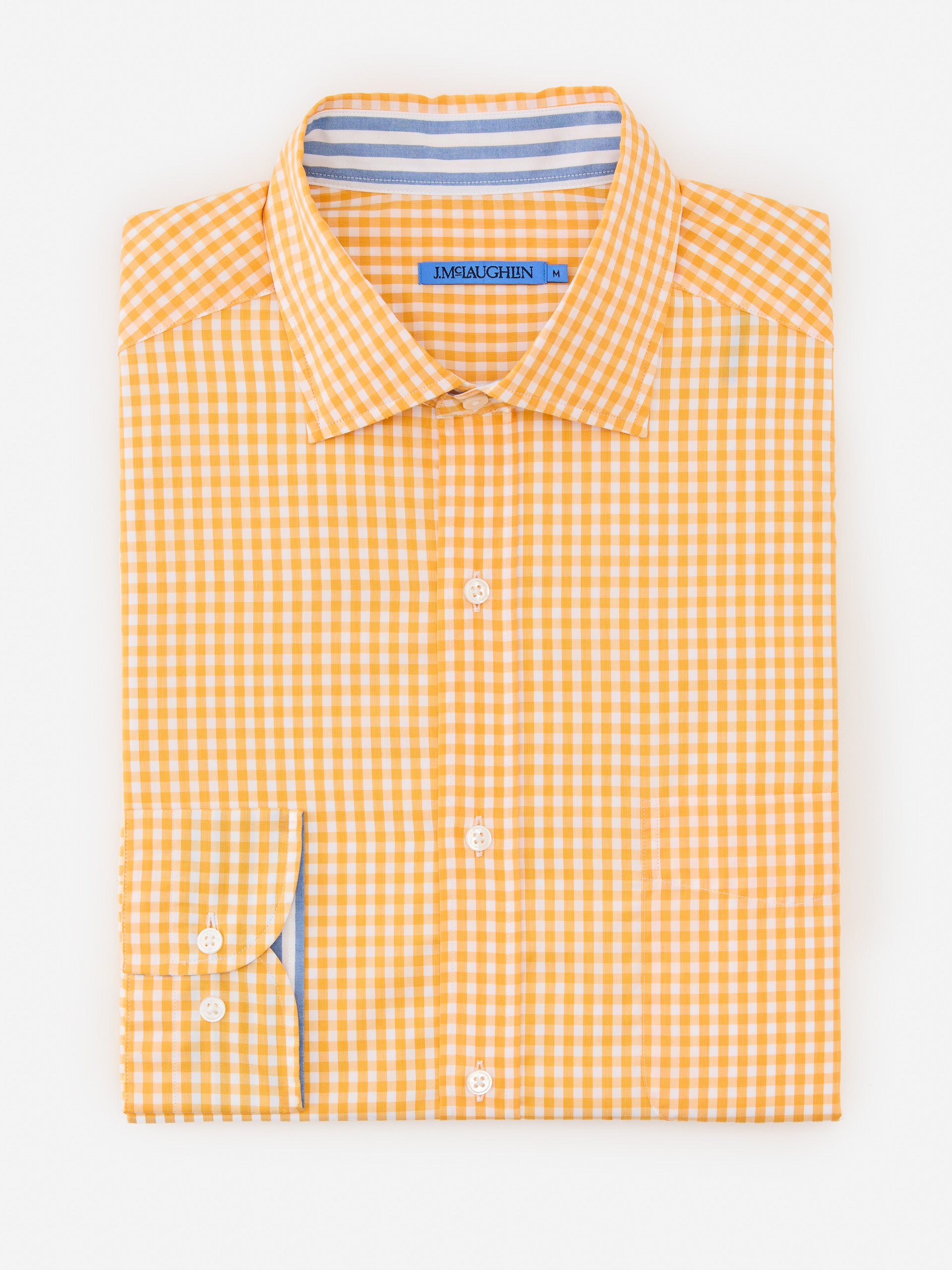 J.McLaughlin Club classic fit shirt in yellow/white made with cotton.