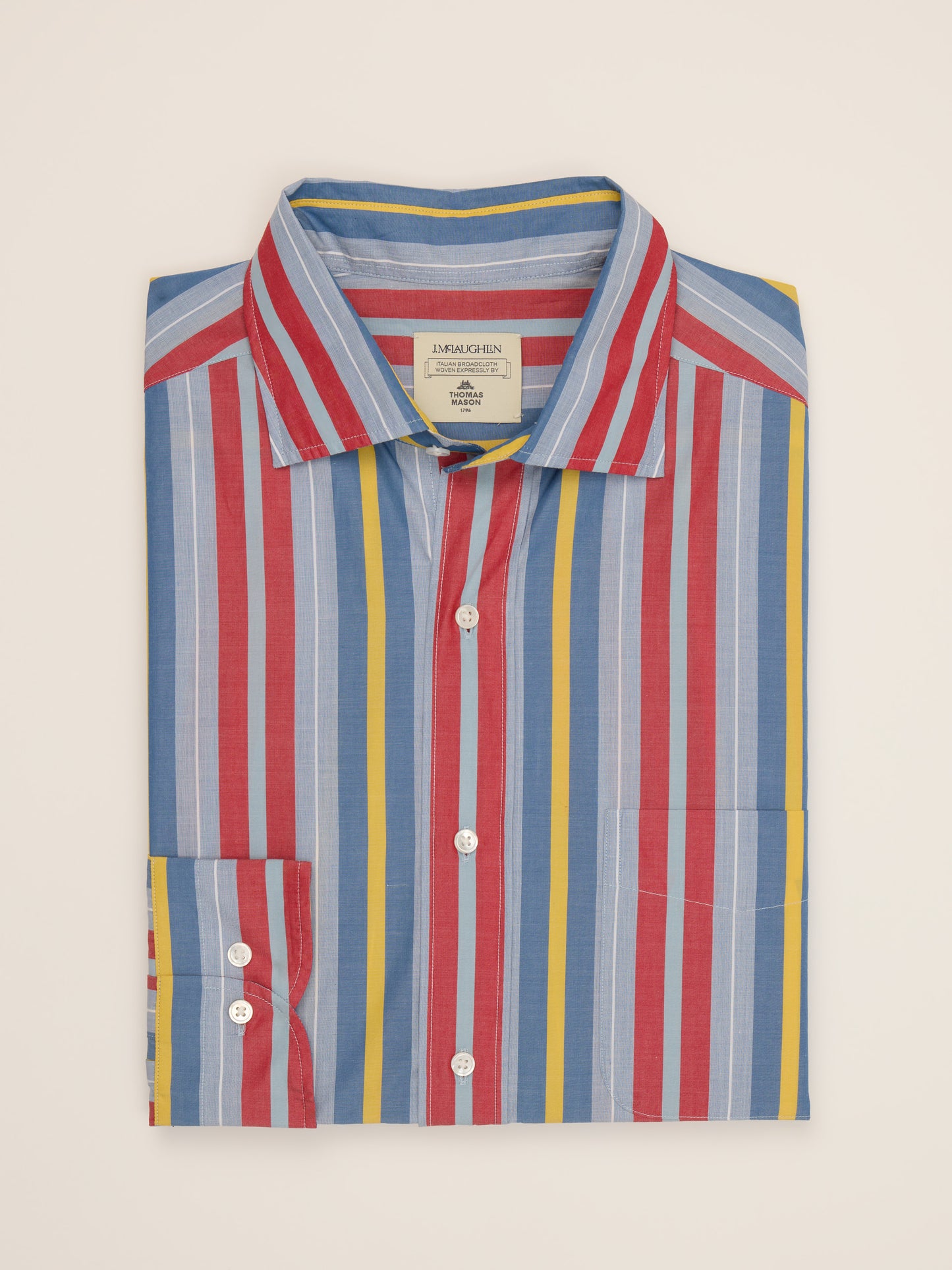 J.McLaughlin Club classic fit shirt in marine/scarlet made with cotton.
