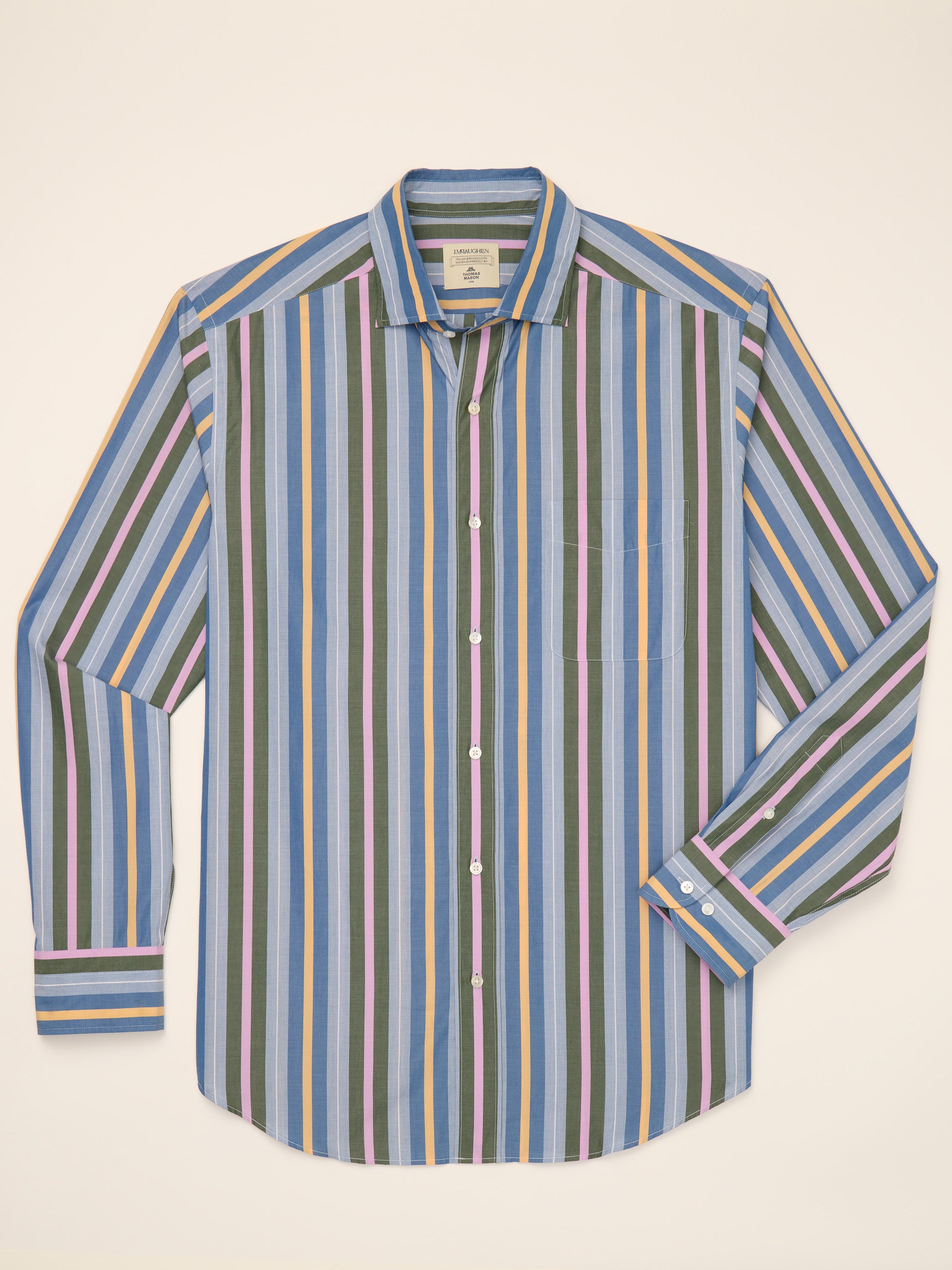 J.McLaughlin Club classic fit shirt in slate/peony made with cotton.