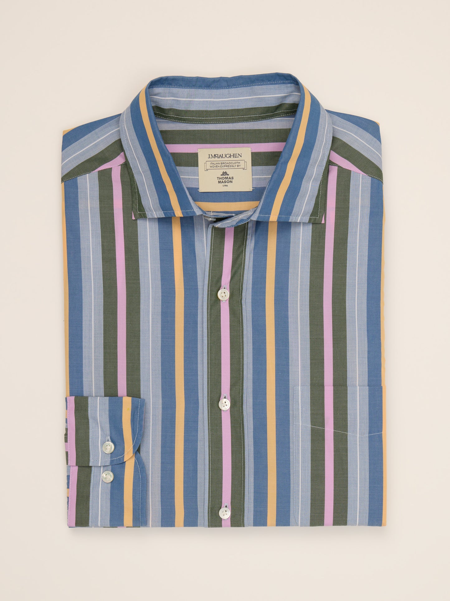 J.McLaughlin Club classic fit shirt in slate/peony made with cotton.