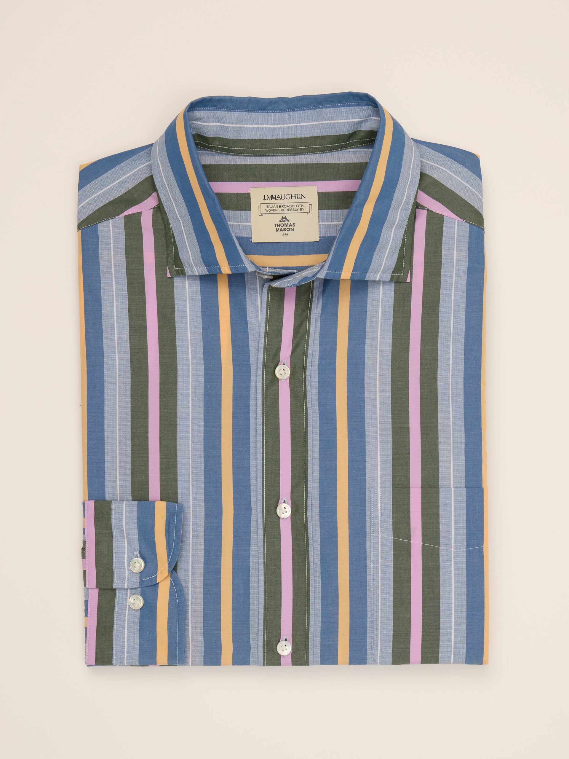 J.McLaughlin Club classic fit shirt in slate/peony made with cotton.
