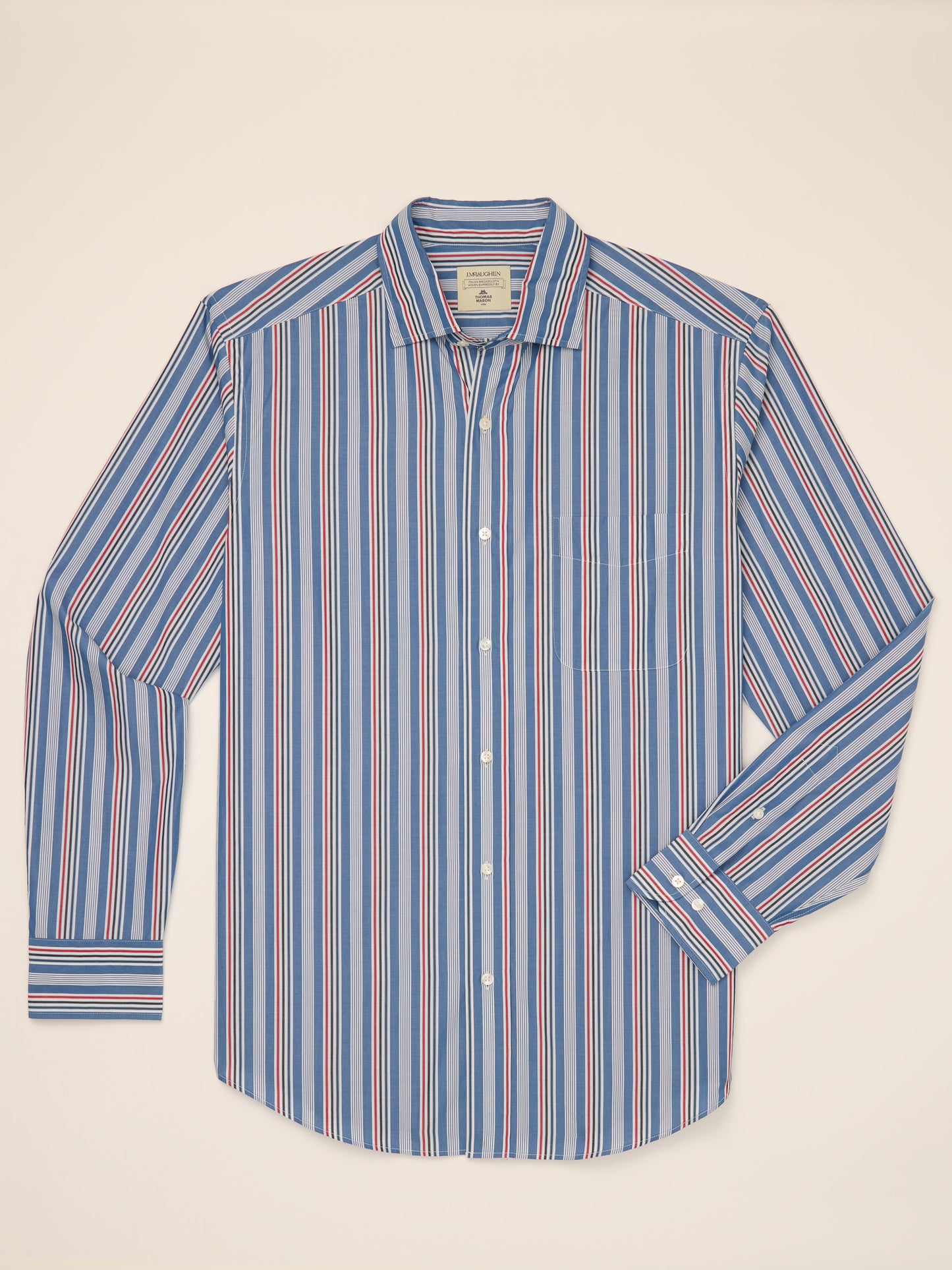 J.McLaughlin Club classic fit shirt in marine/crimson/gray made with cotton.