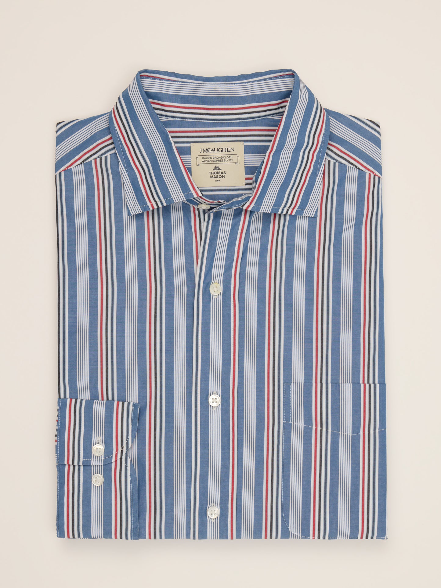 J.McLaughlin Club classic fit shirt in marine/crimson/gray made with cotton.