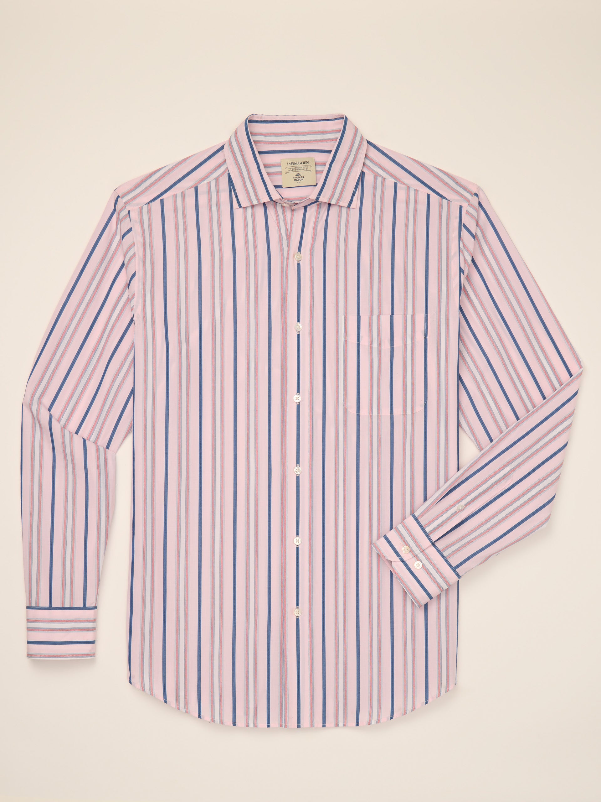 J.McLaughlin Club classic fit shirt in blush/marine/slate made with cotton.