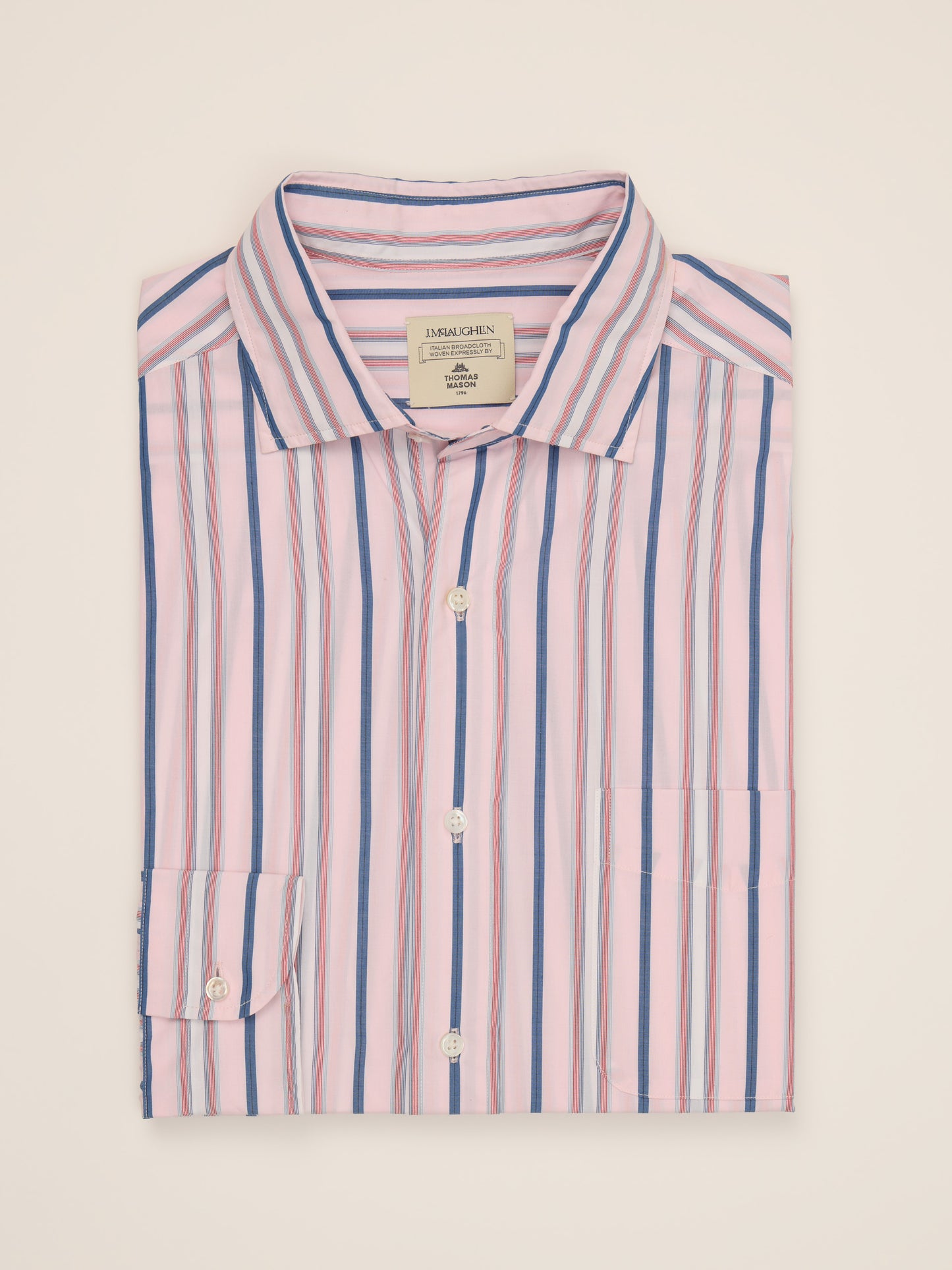 J.McLaughlin Club classic fit shirt in blush/marine/slate made with cotton.