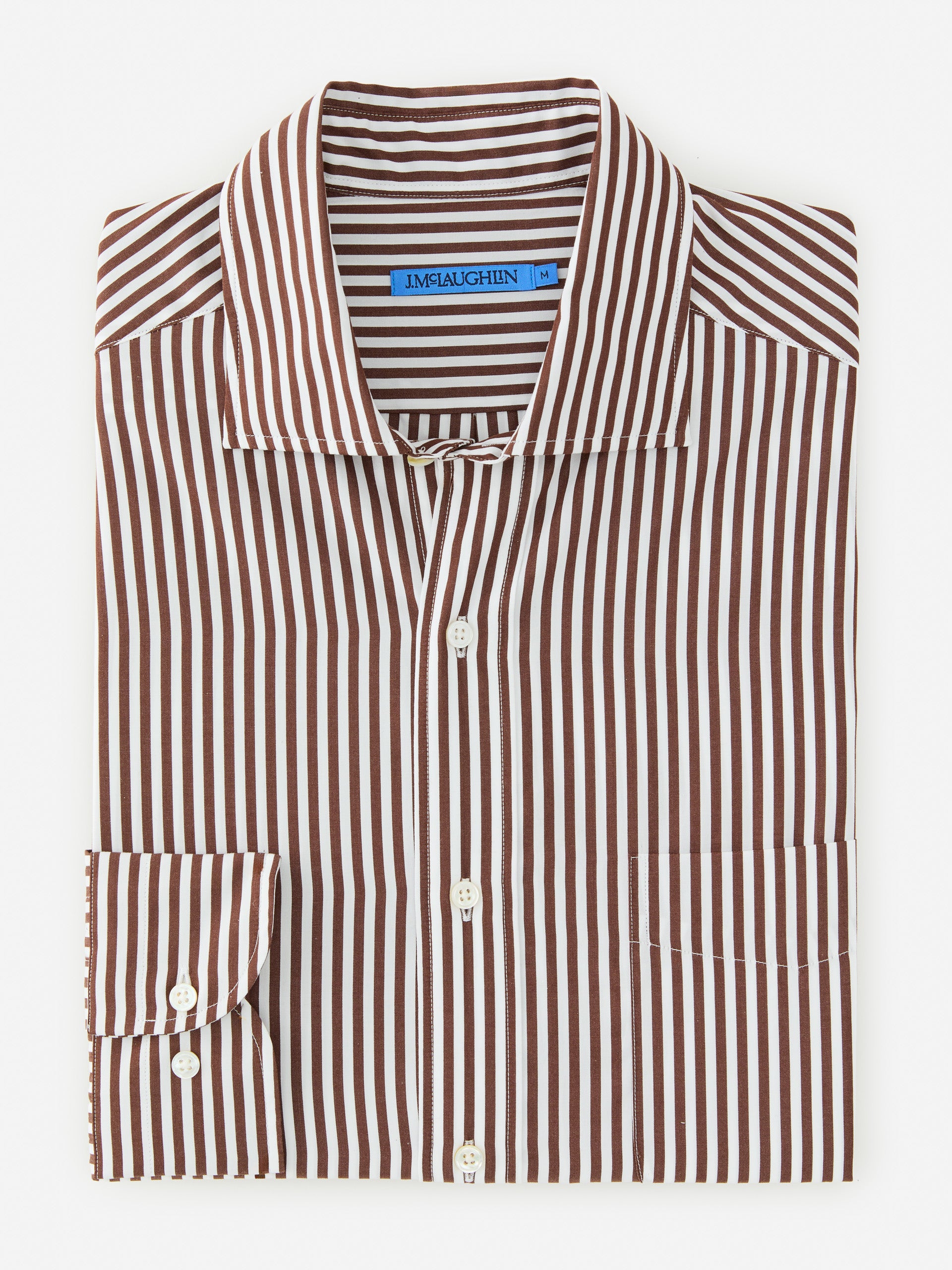 J.McLaughlin Club shirt in brown/white made with cotton. 