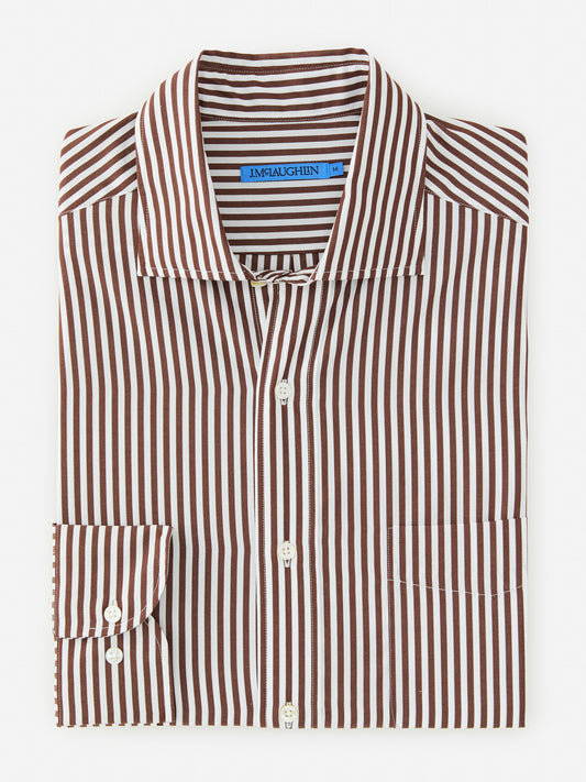 J.McLaughlin Club shirt in brown/white made with cotton. 