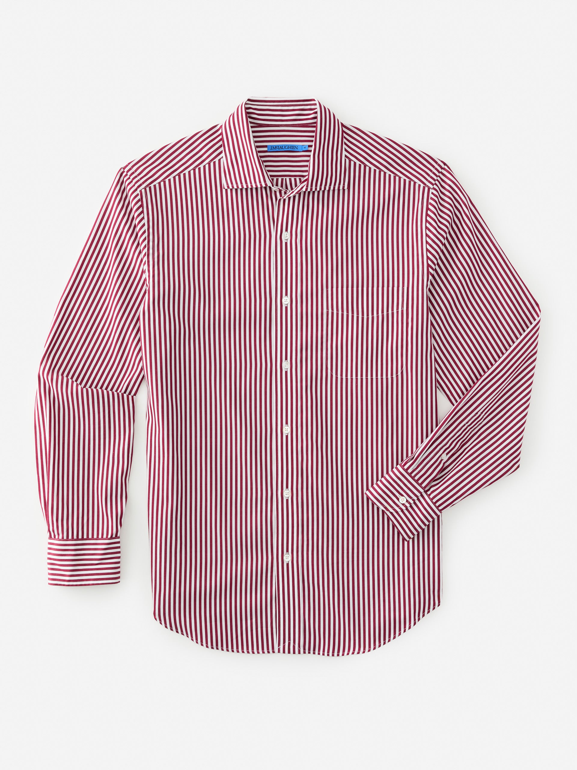 J.McLaughlin Club shirt in claret/white made with cotton. 