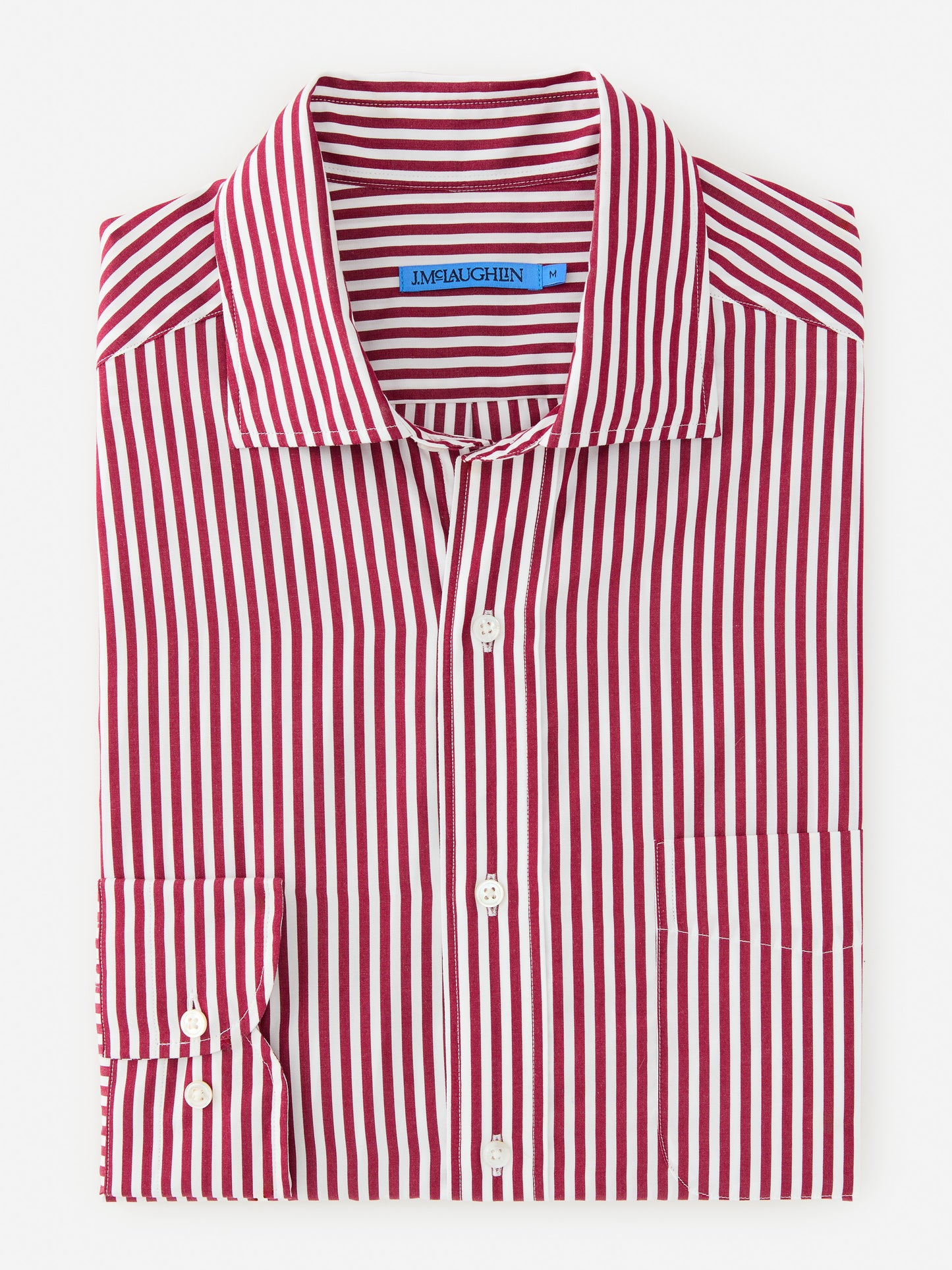 J.McLaughlin Club shirt in claret/white made with cotton. 
