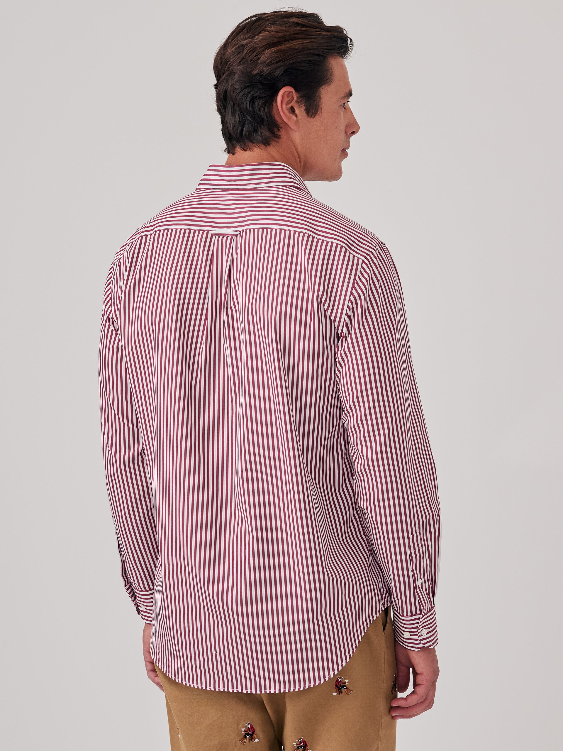 J.McLaughlin Club shirt in claret/white made with cotton. 
