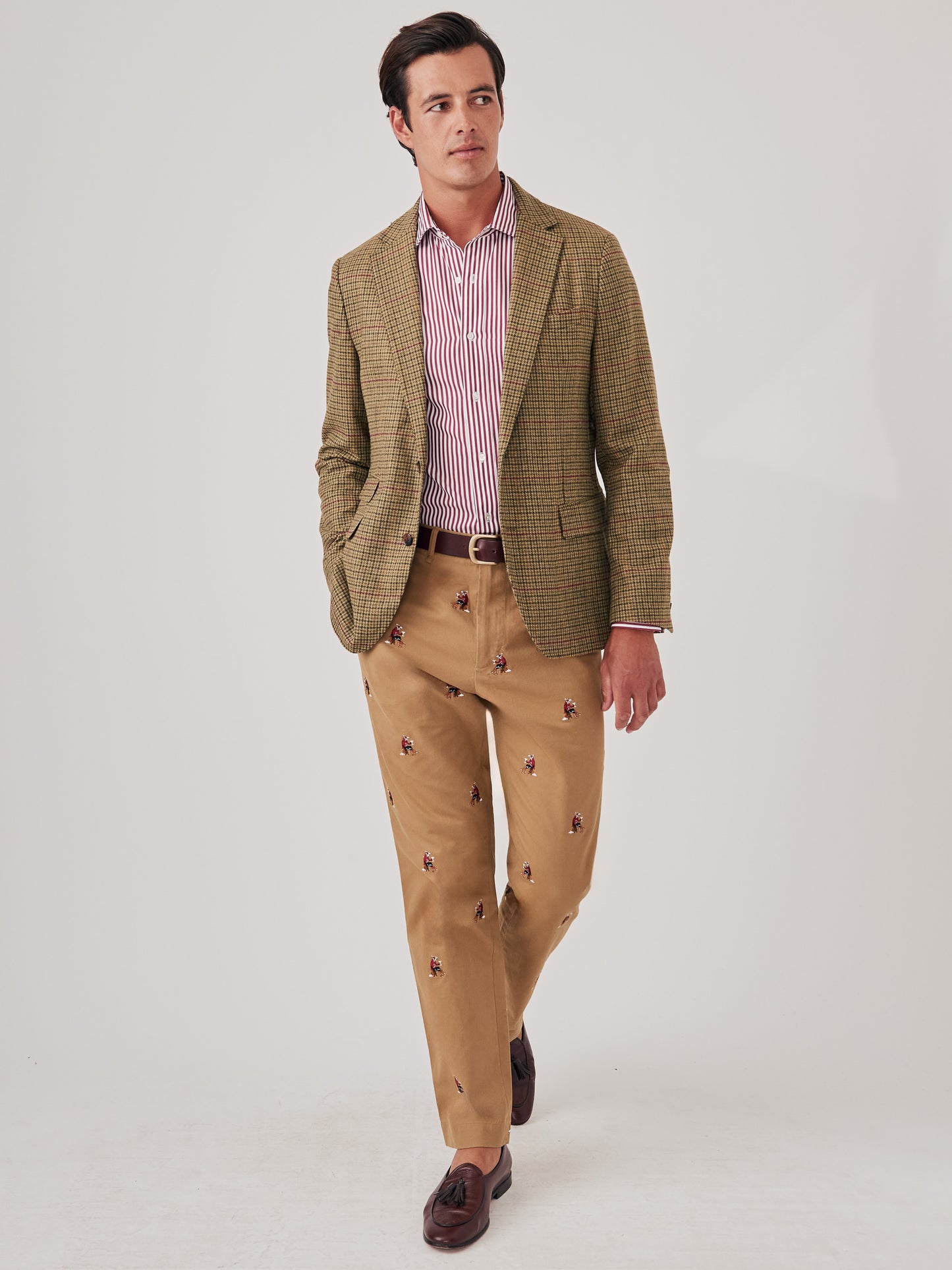 J.McLaughlin McCown sportcoat in camel/dark brown made with wool.