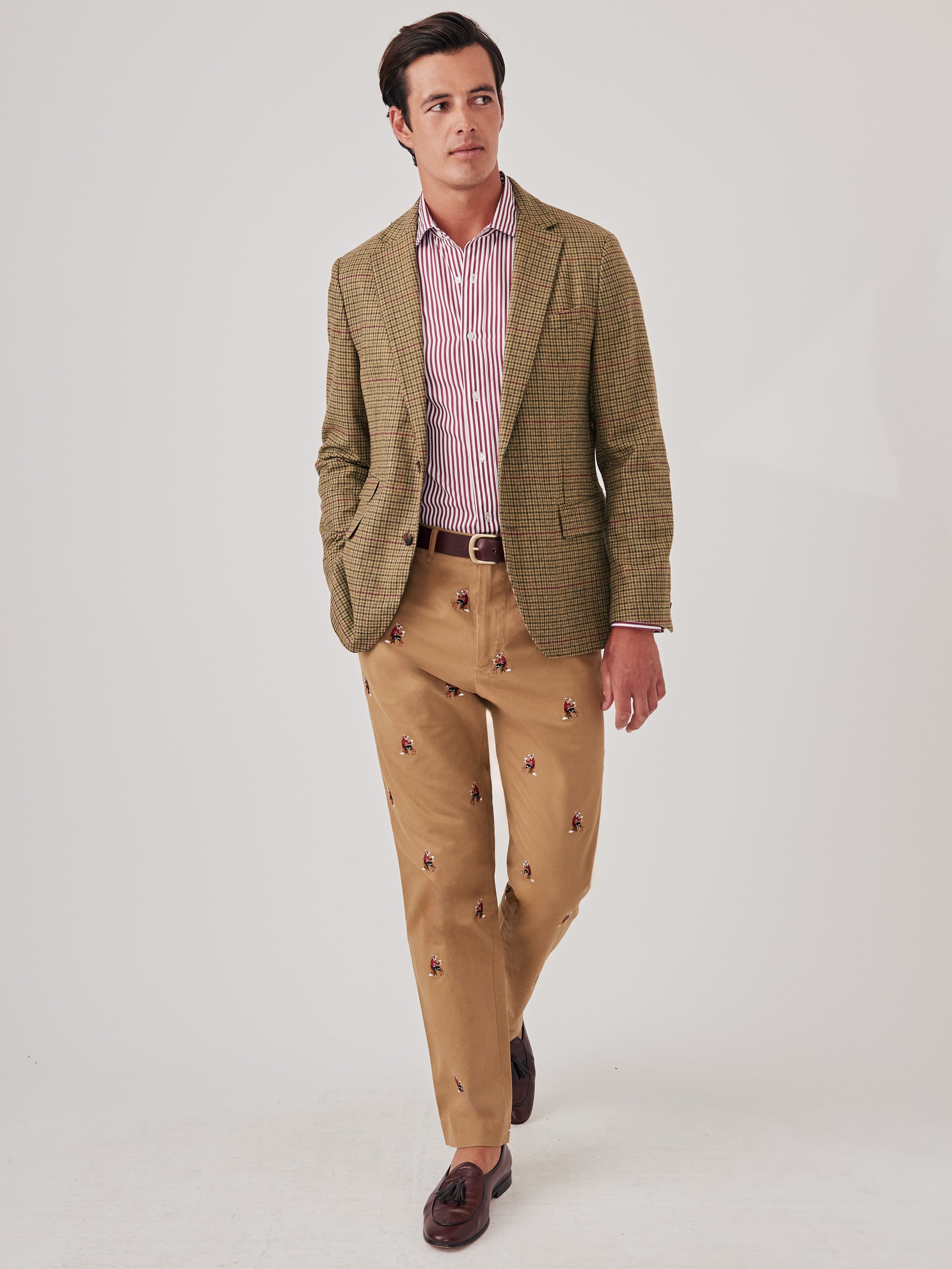 J.McLaughlin McCown sportcoat in camel/dark brown made with wool.