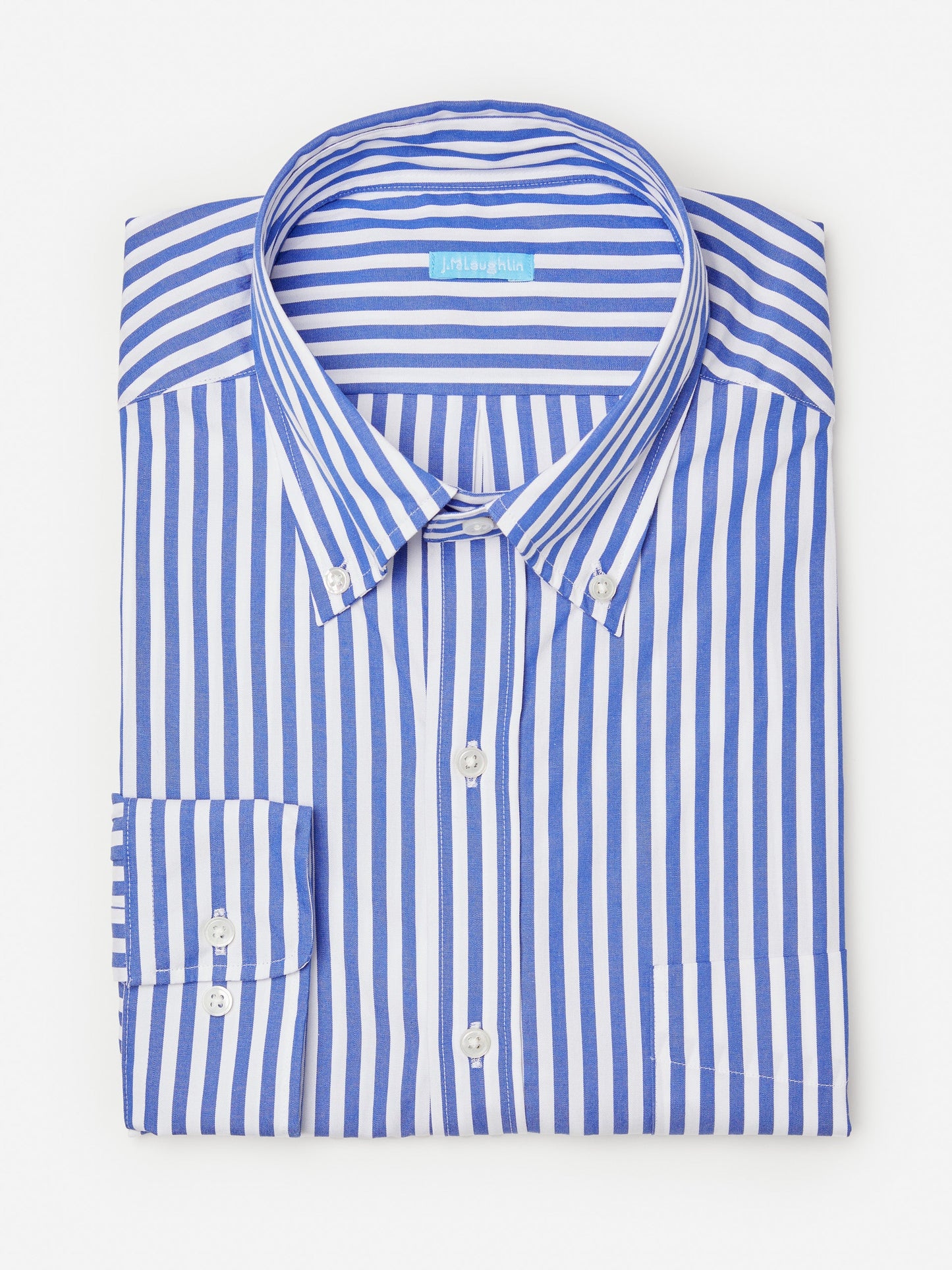 J.McLaughlin Collis Shirt in Royal Blue/White made with Cotton.