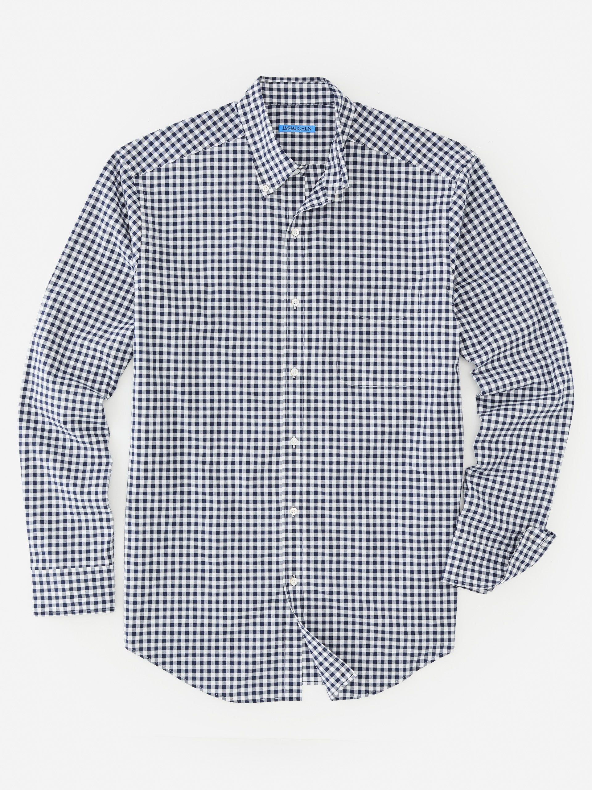 J.McLaughlin Collis shirt in navy/white made with cotton.