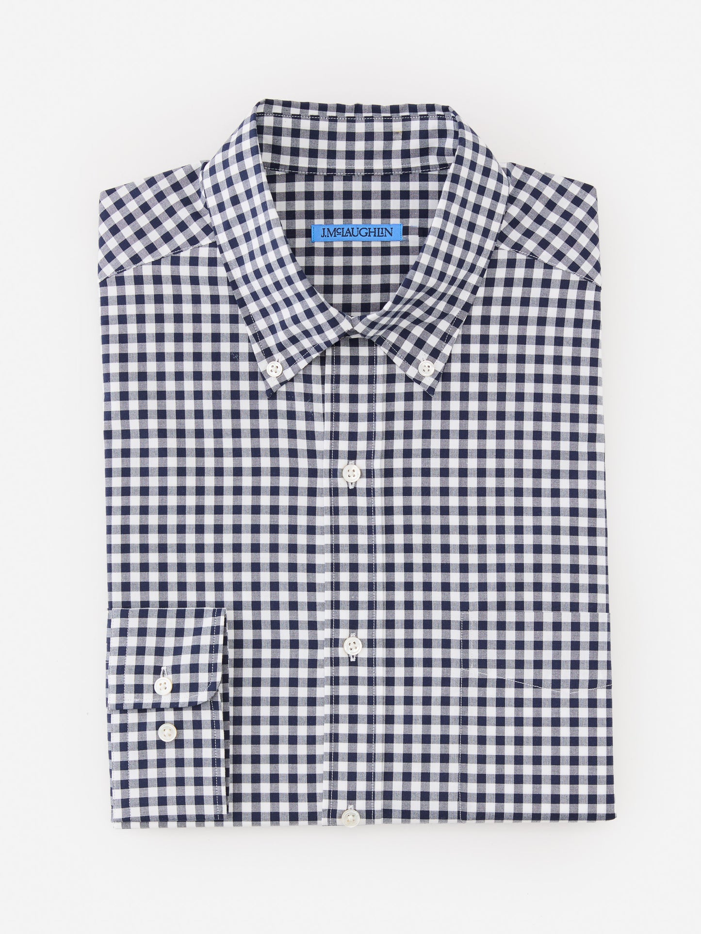 J.McLaughlin Collis shirt in navy/white made with cotton.