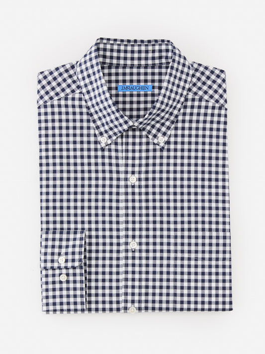 J.McLaughlin Collis shirt in navy/white made with cotton.