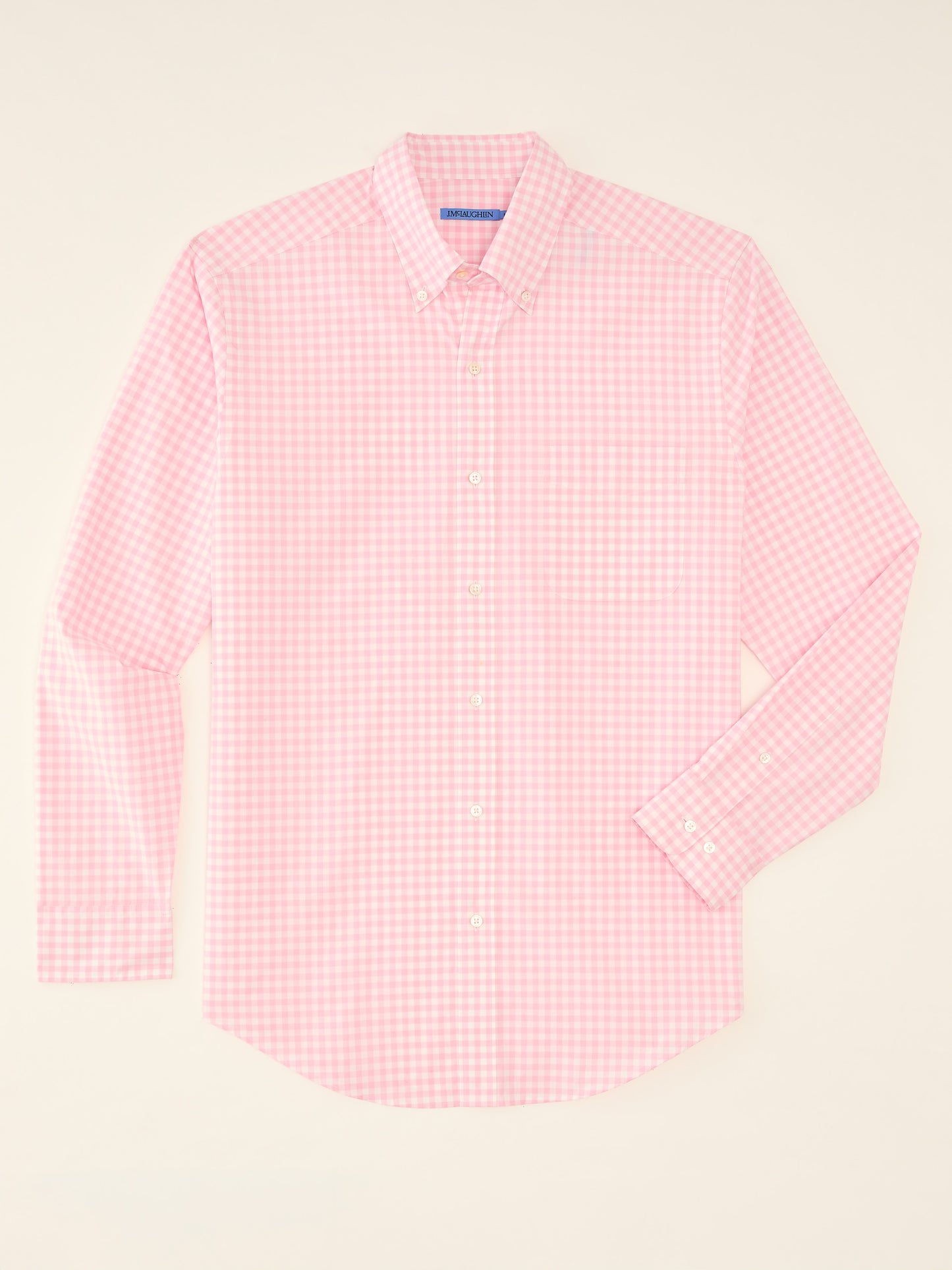 J.McLaughlin Collis shirt in pink/white made with cotton.