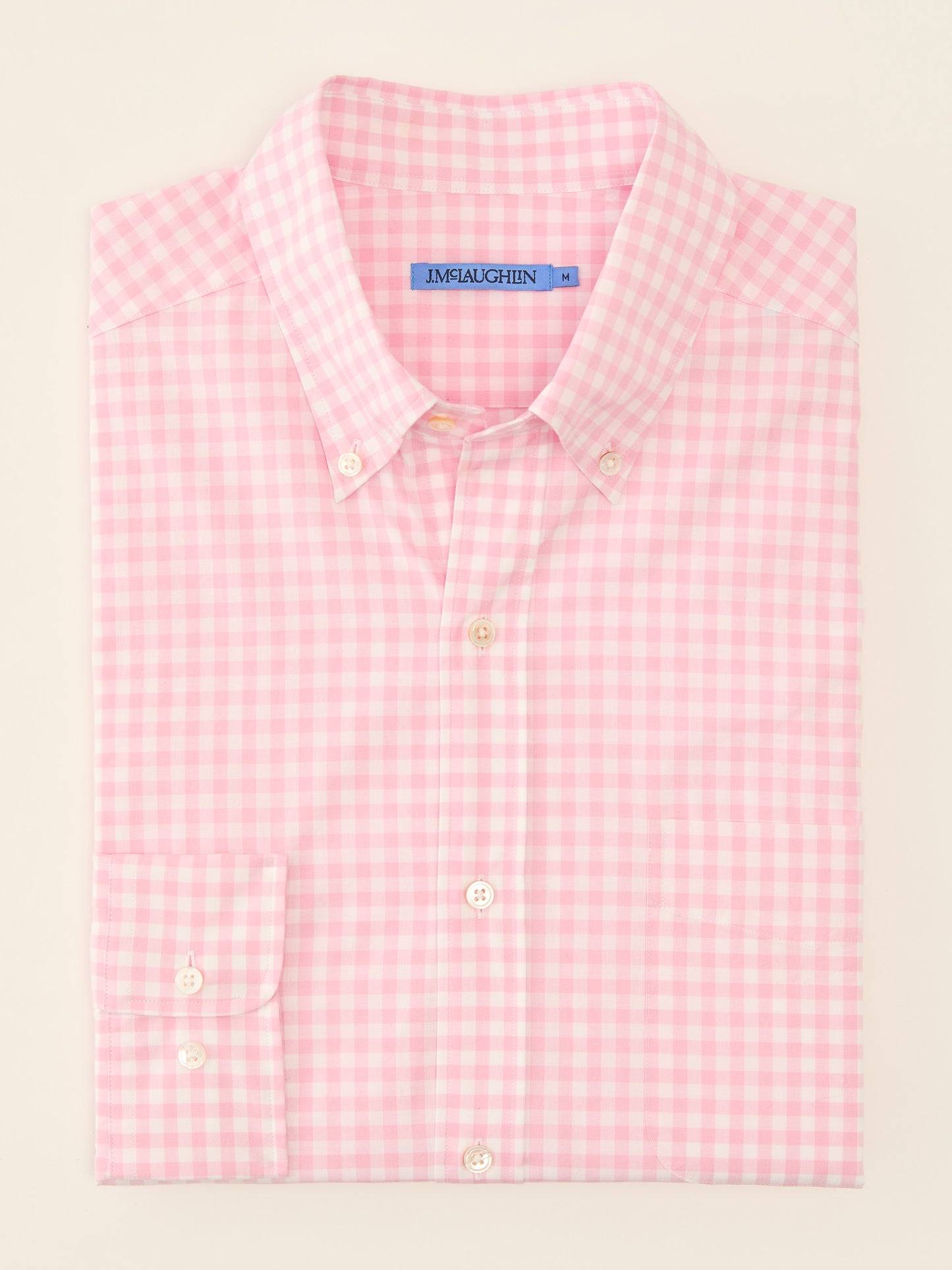 J.McLaughlin Collis shirt in pink/white made with cotton.