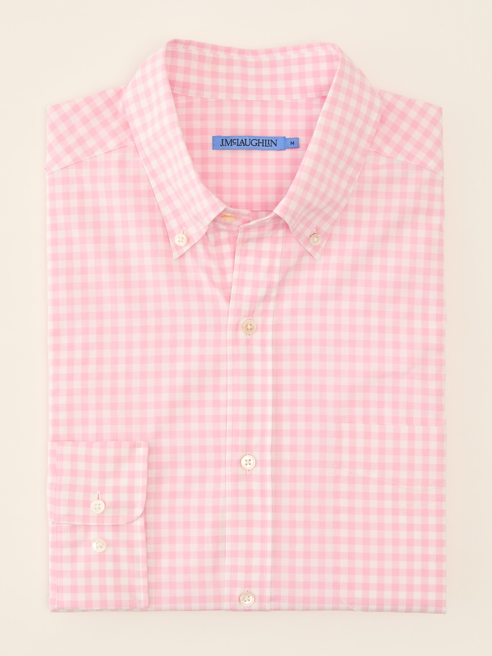 J.McLaughlin Collis shirt in pink/white made with cotton.
