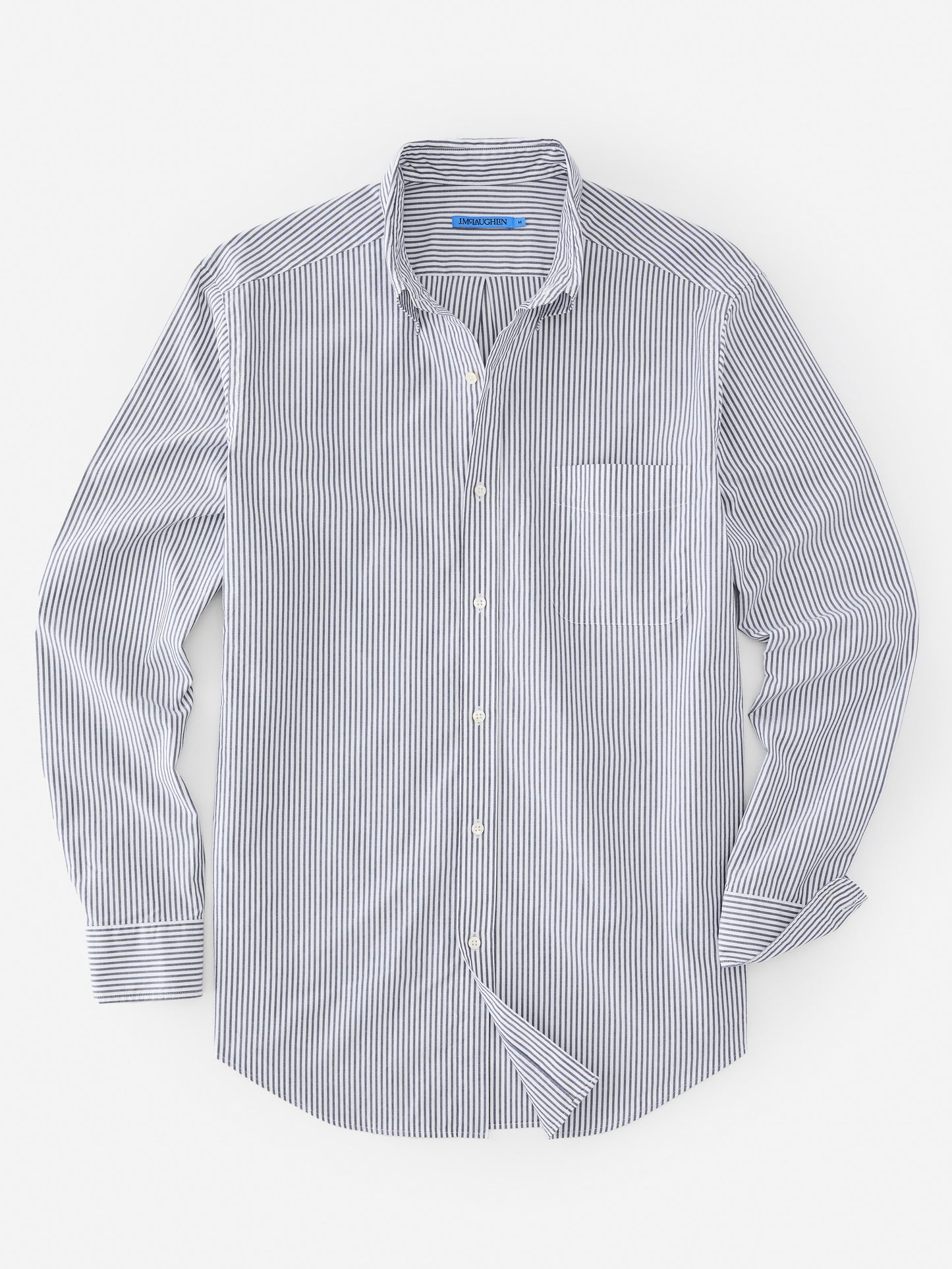 J.McLaughlin Collis classic fit shirt in navy/white made with cotton.