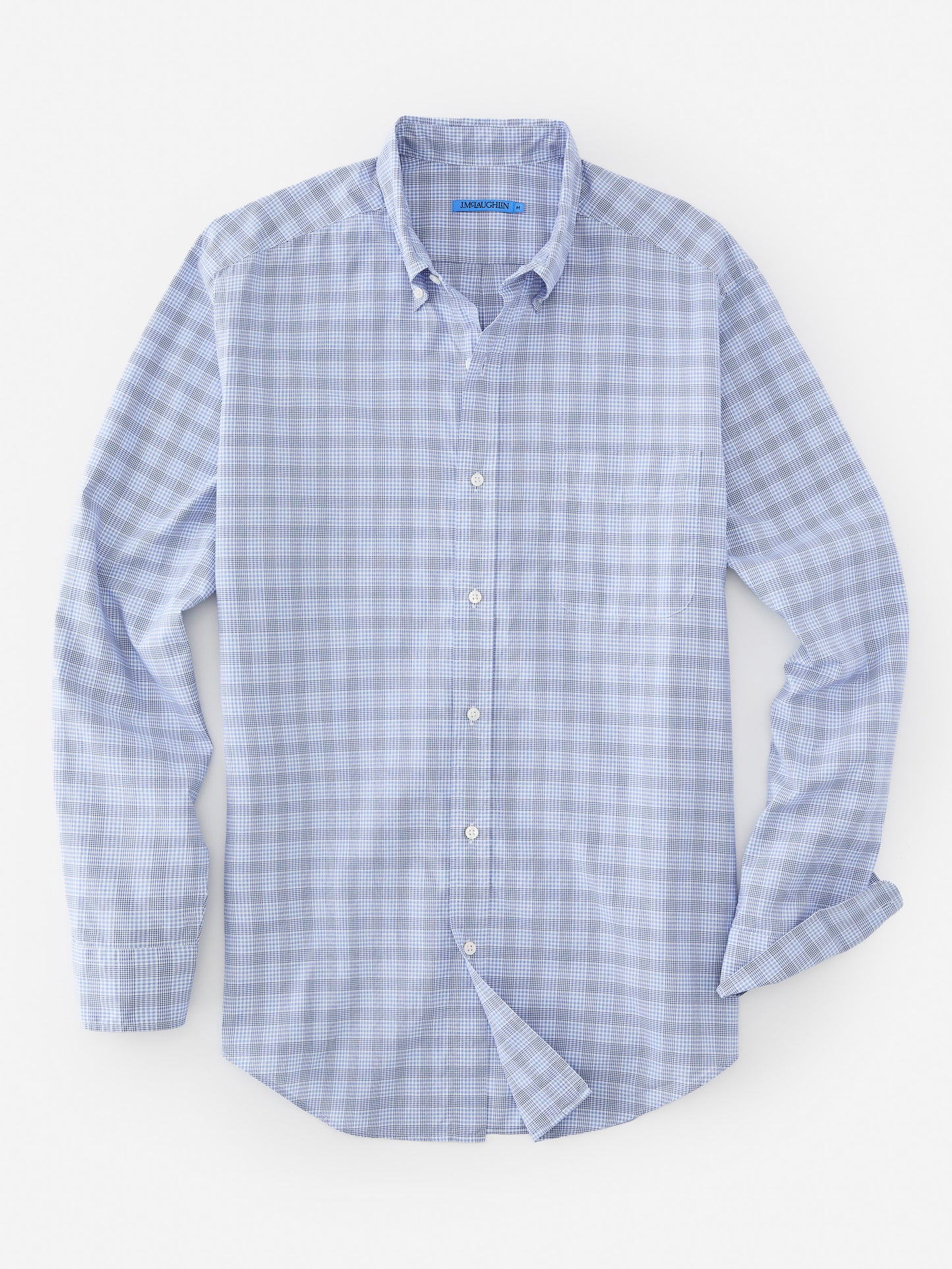 J.McLaughlin Collis classic fit shirt in white/blue/navy made with cotton.