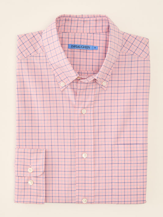 J.McLaughlin Collis shirt in Pink/Blue made with Cotton. 