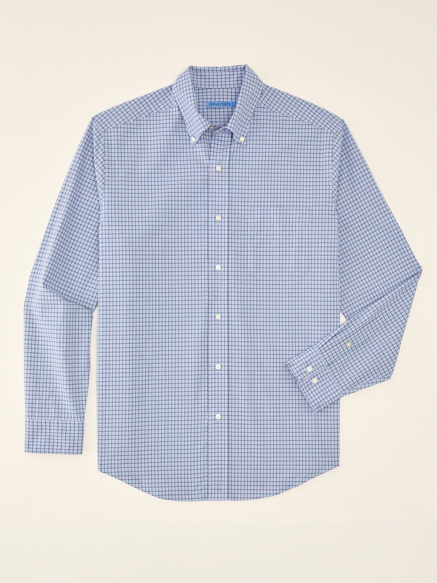 J.McLaughlin Collis shirt in Light Blue/Pink/Navy made with Cotton. 