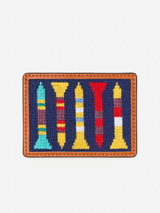 J.McLaughlin Needlepoint Cardcase in Golf Tee in navy/multi made with cotton.