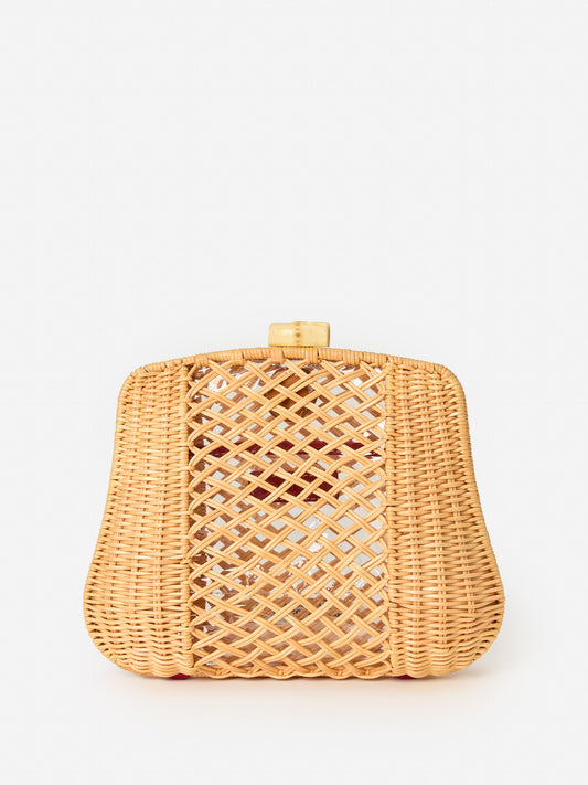 J.McLaughlin Cosi Wicker Clutch in natural made with wicker.