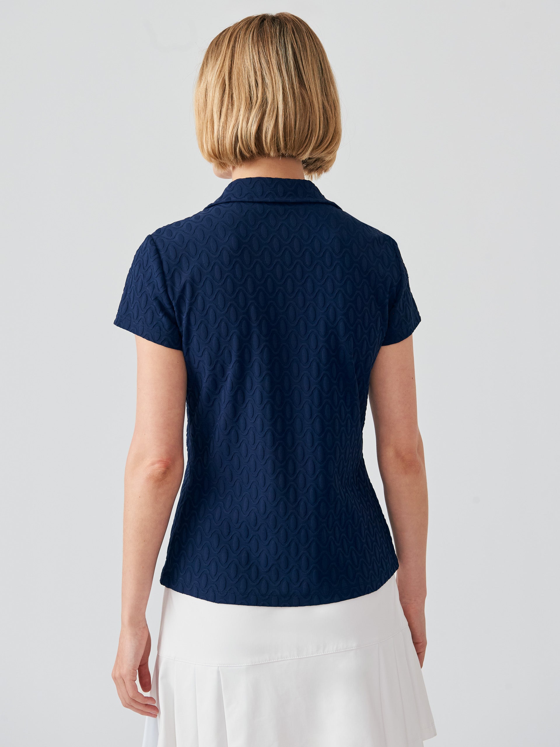 J.McLaughlin Court polo in navy made with Catalina cloth.