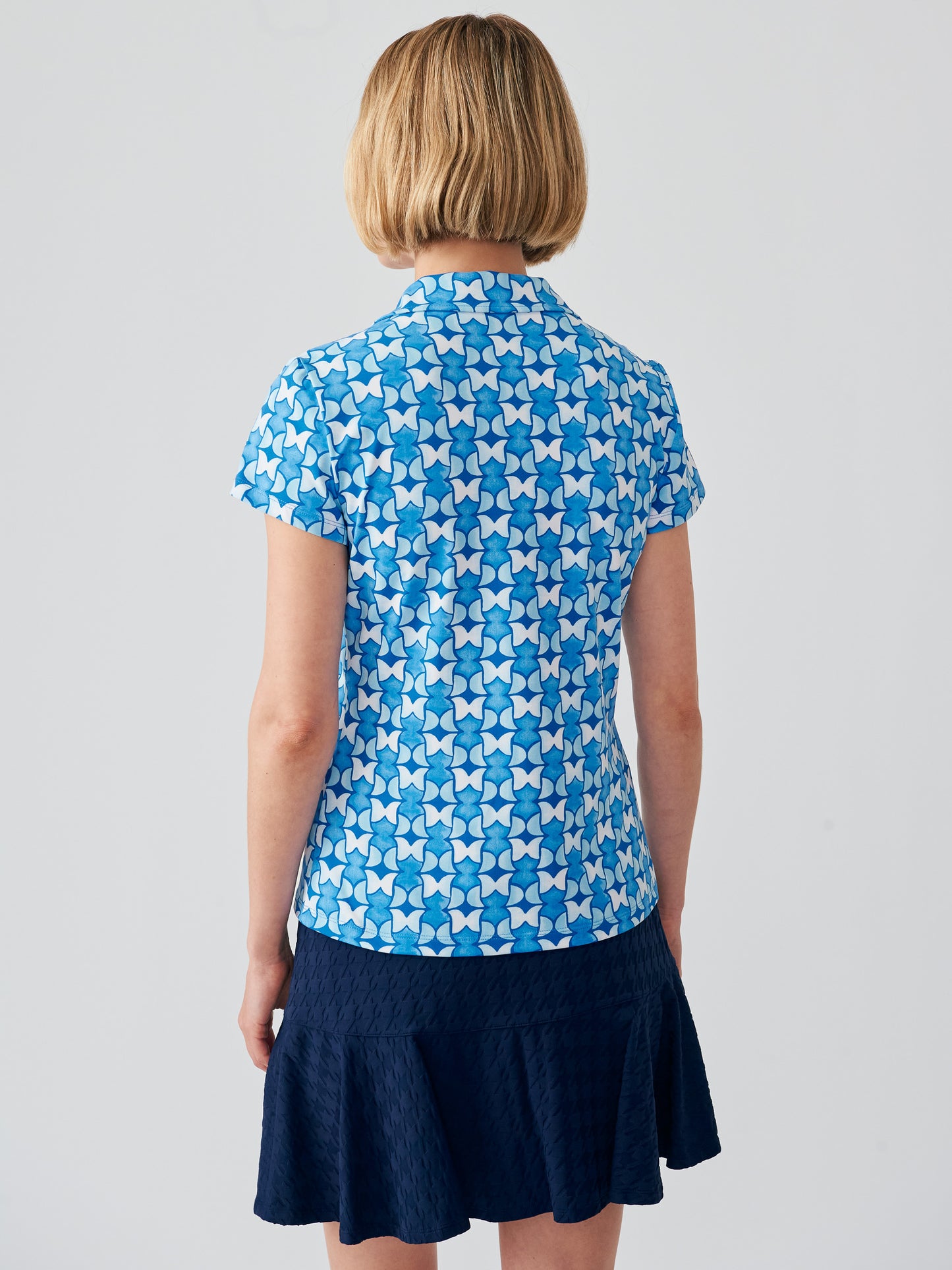 J.McLaughlin Court polo in dark blue/white made with Catalina cloth.