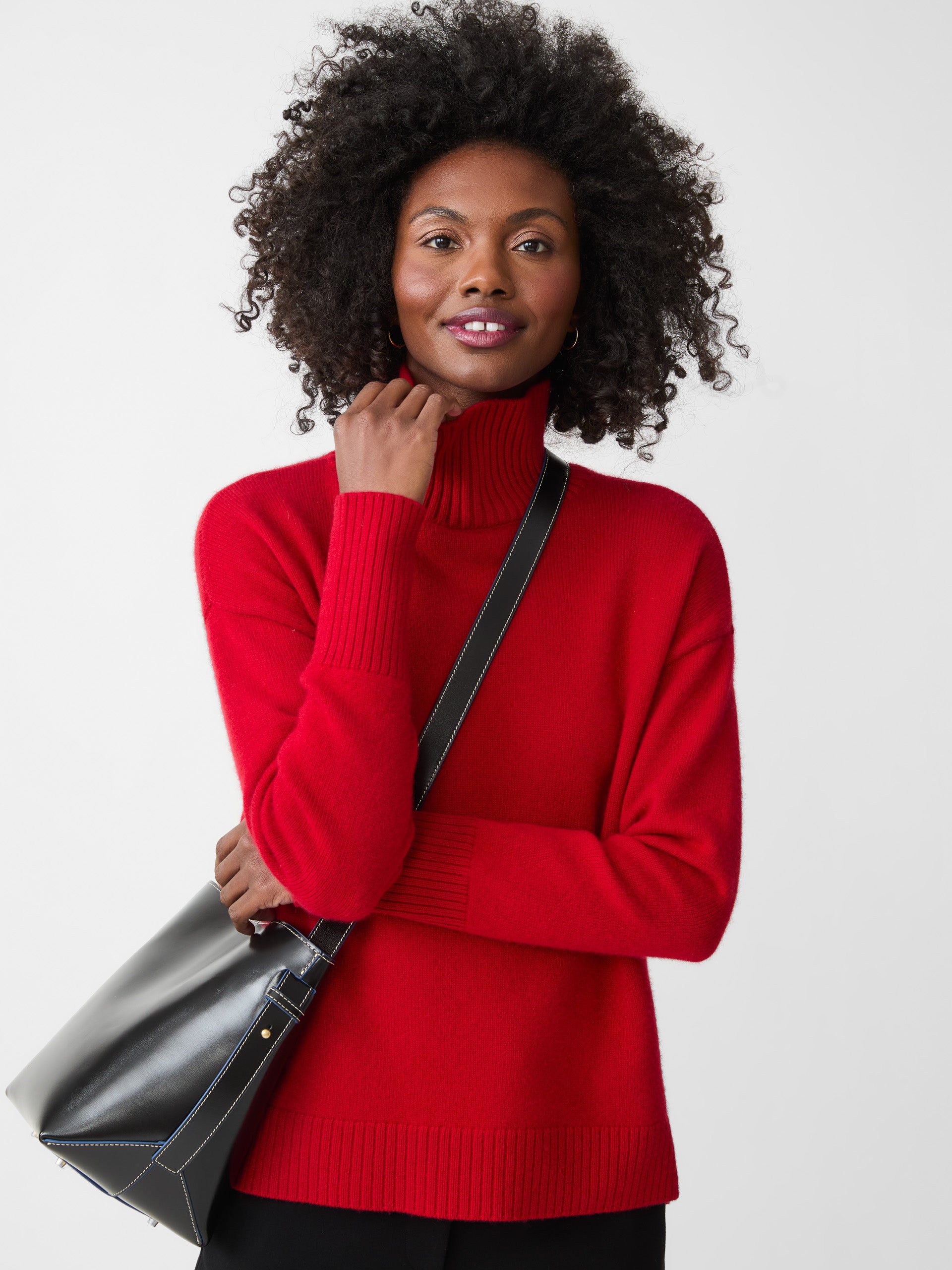 J.McLaughlin Crawford bucket bag in black/blue made with leather.