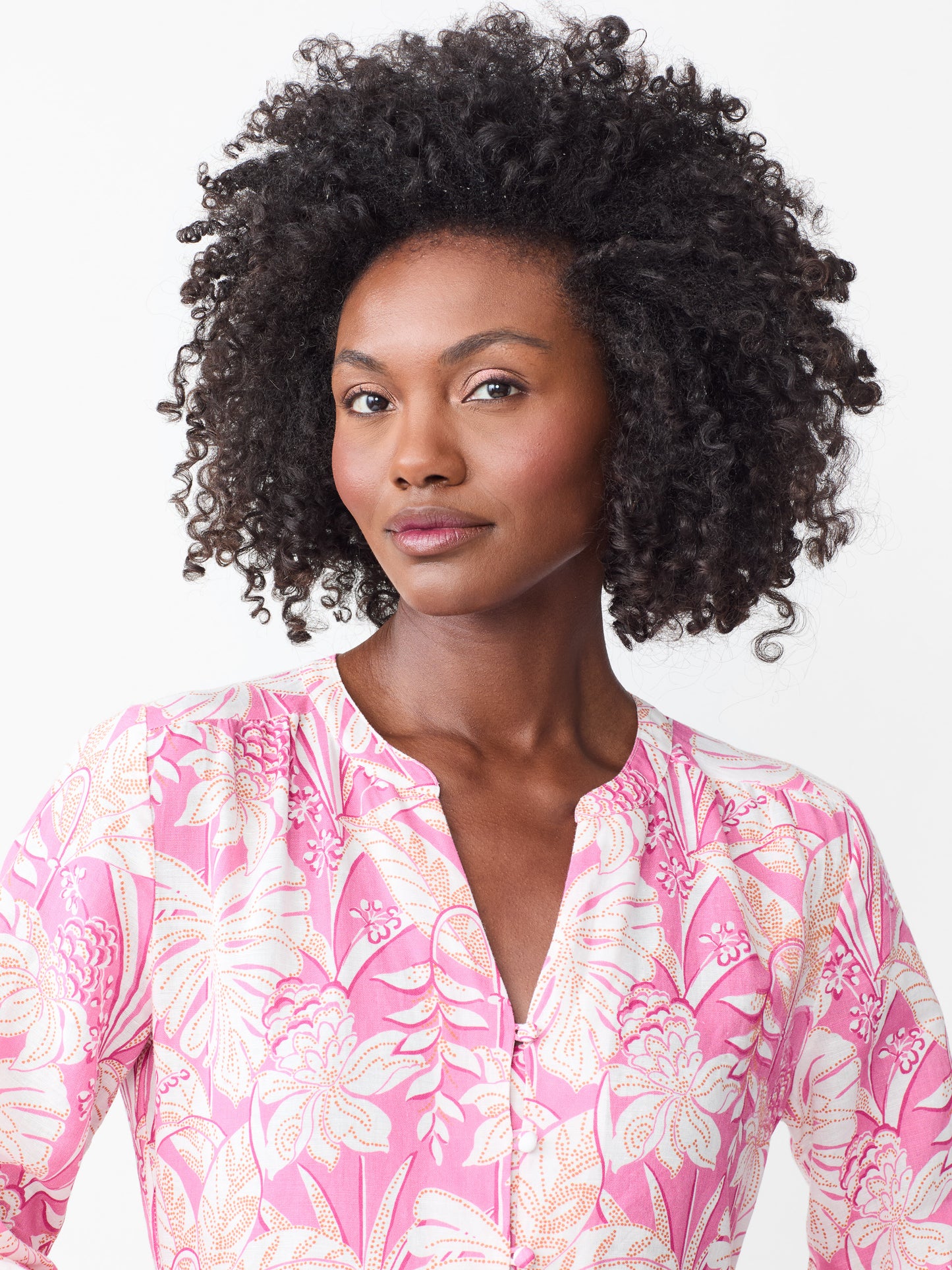 J.McLaughlin Cunningham dress in pink/white/orange made with linen/cotton.