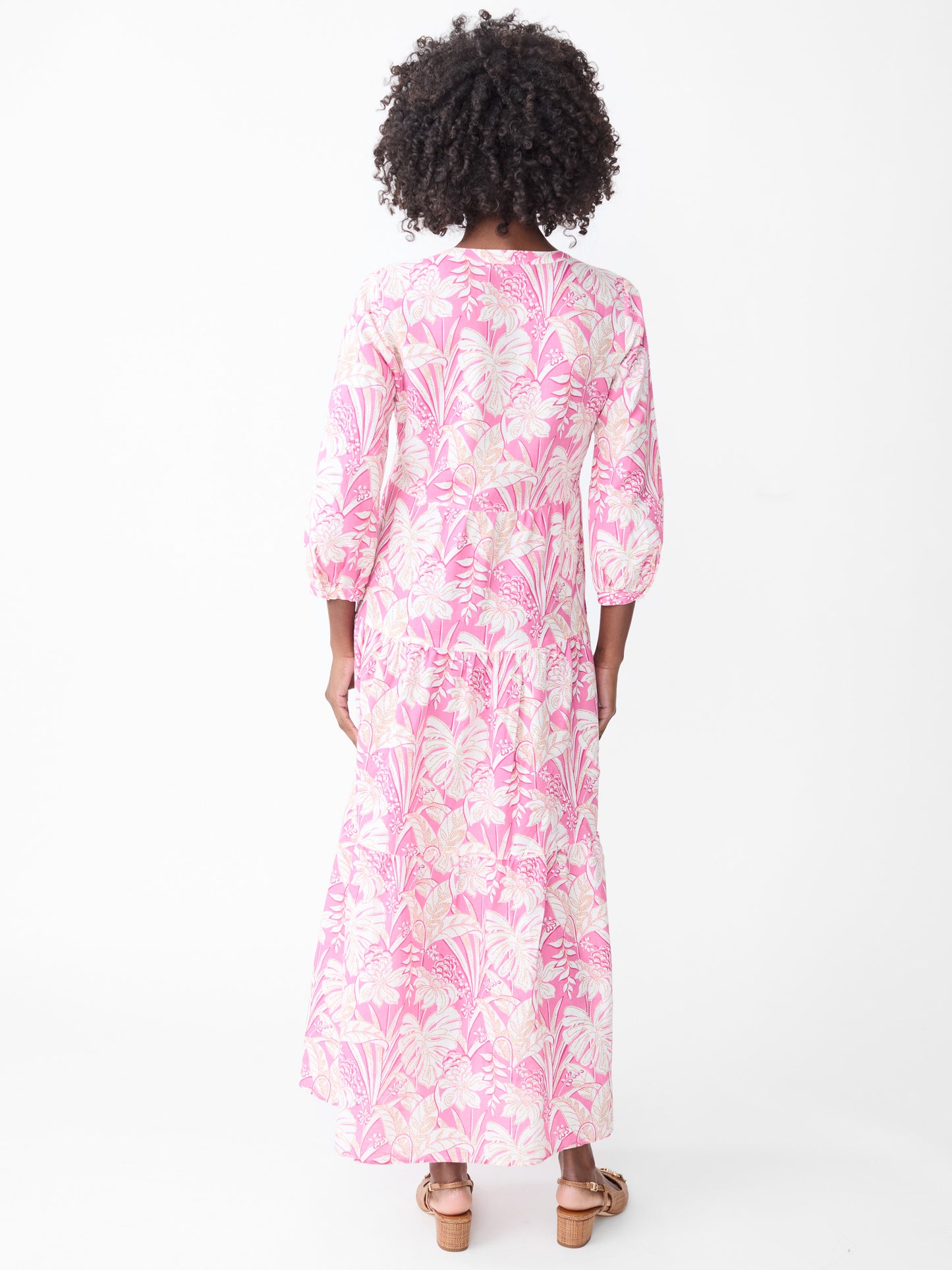 J.McLaughlin Cunningham dress in pink/white/orange made with linen/cotton.