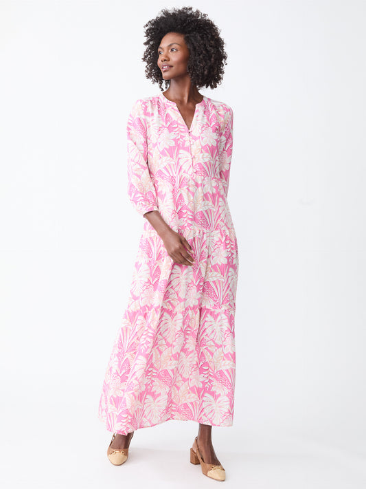 J.McLaughlin Cunningham dress in pink/white/orange made with linen/cotton.