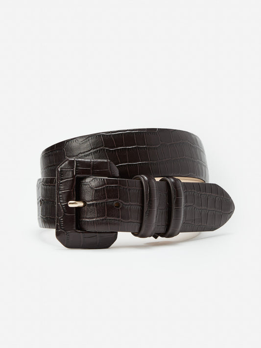 J.McLaughlin Dacia belt in dark brown made with leather.