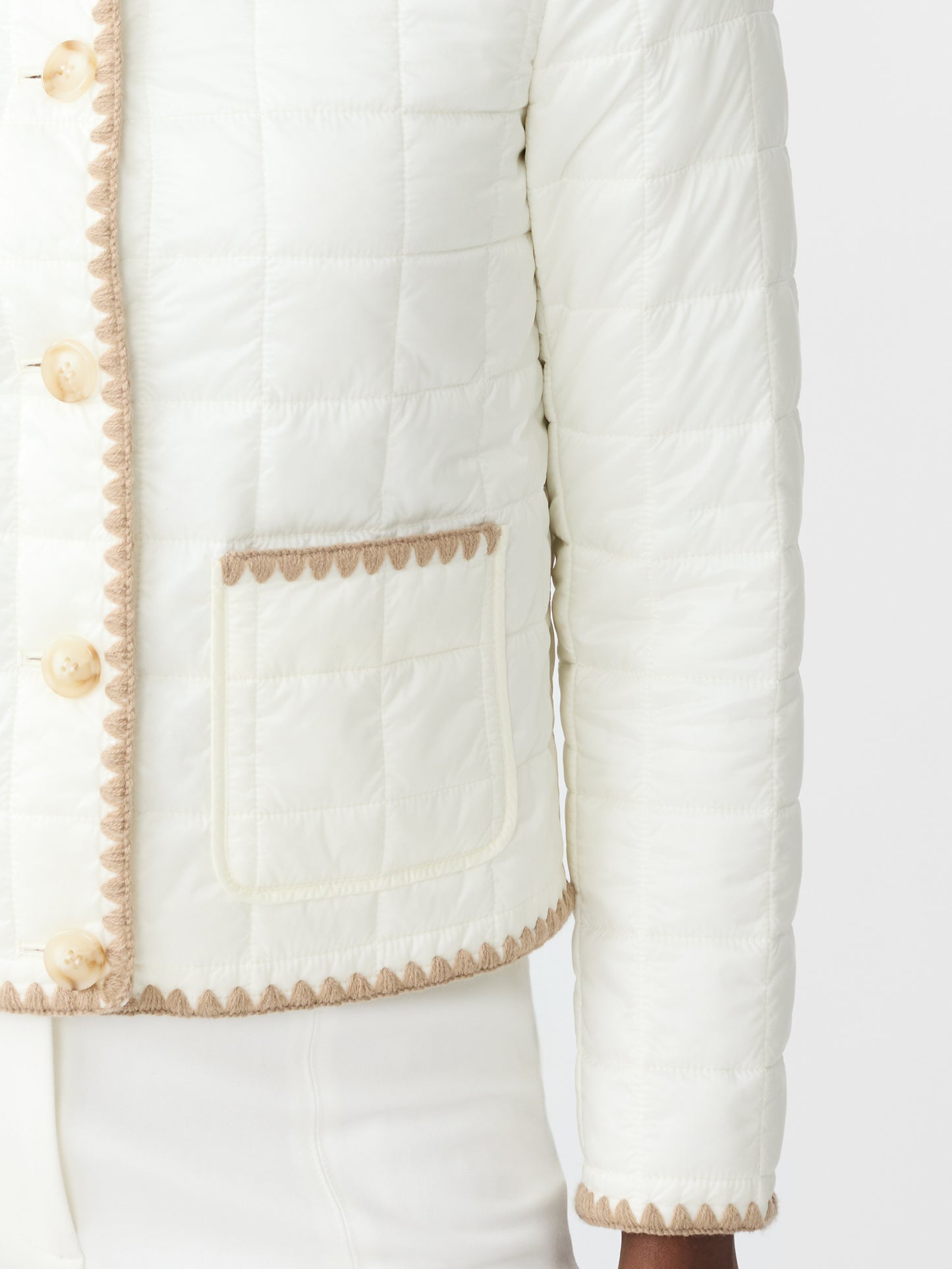 J.McLaughlin Danica puffer jacket in egret white made with nylon.