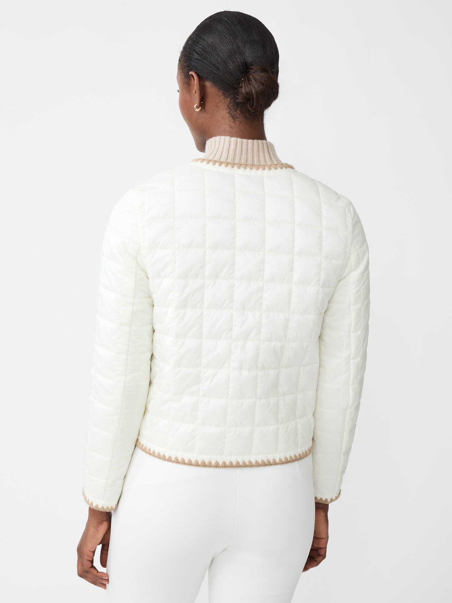 J.McLaughlin Danica puffer jacket in egret white made with nylon.