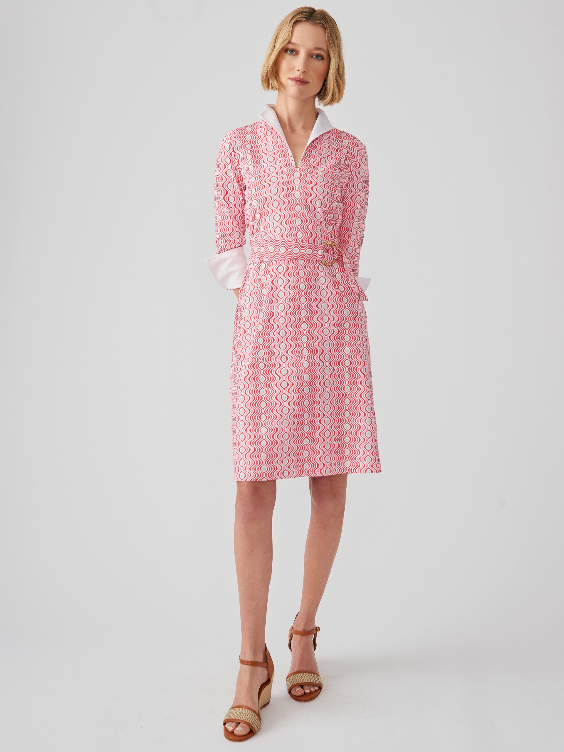 J.McLaughlin Daniele dress in hot pink/white made with Catalina cloth.