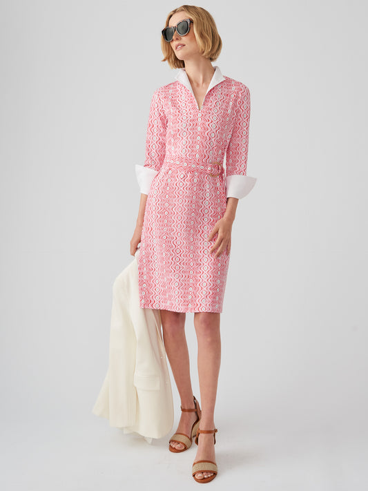 J.McLaughlin Daniele dress in hot pink/white made with Catalina cloth.