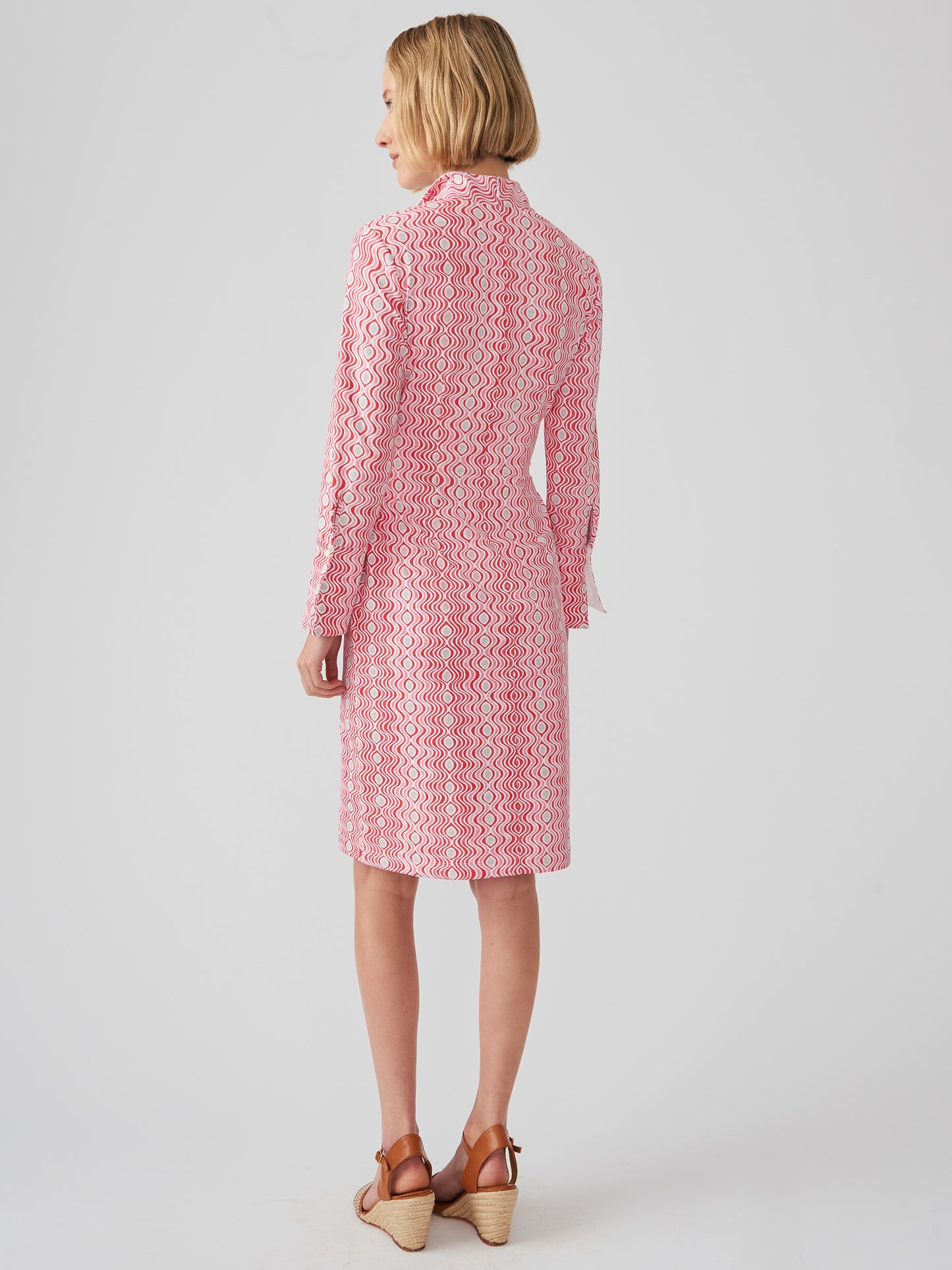 J.McLaughlin Daniele dress in hot pink/white made with Catalina cloth.