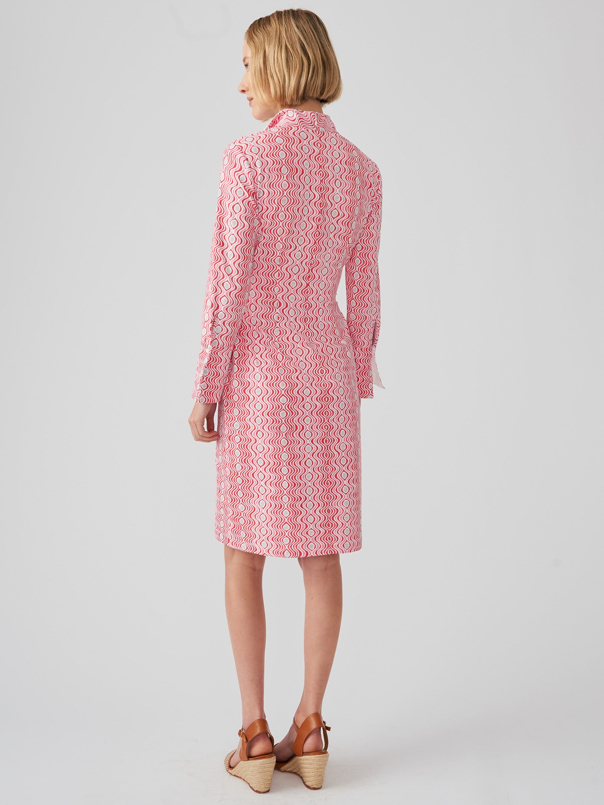 J.McLaughlin Daniele dress in hot pink/white made with Catalina cloth.