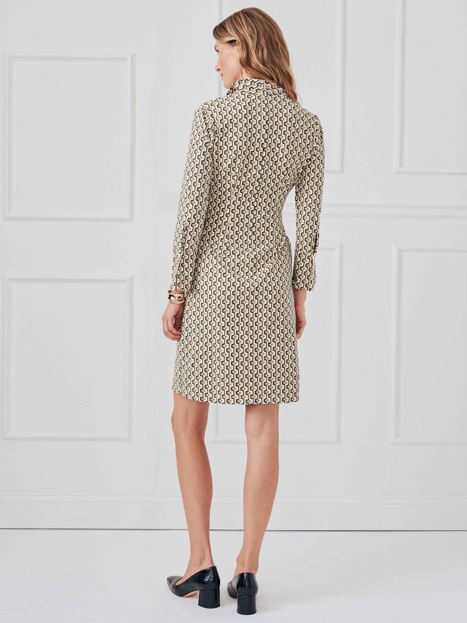 J.McLaughlin Daniele dress in olive/brown made with catalina cloth. 