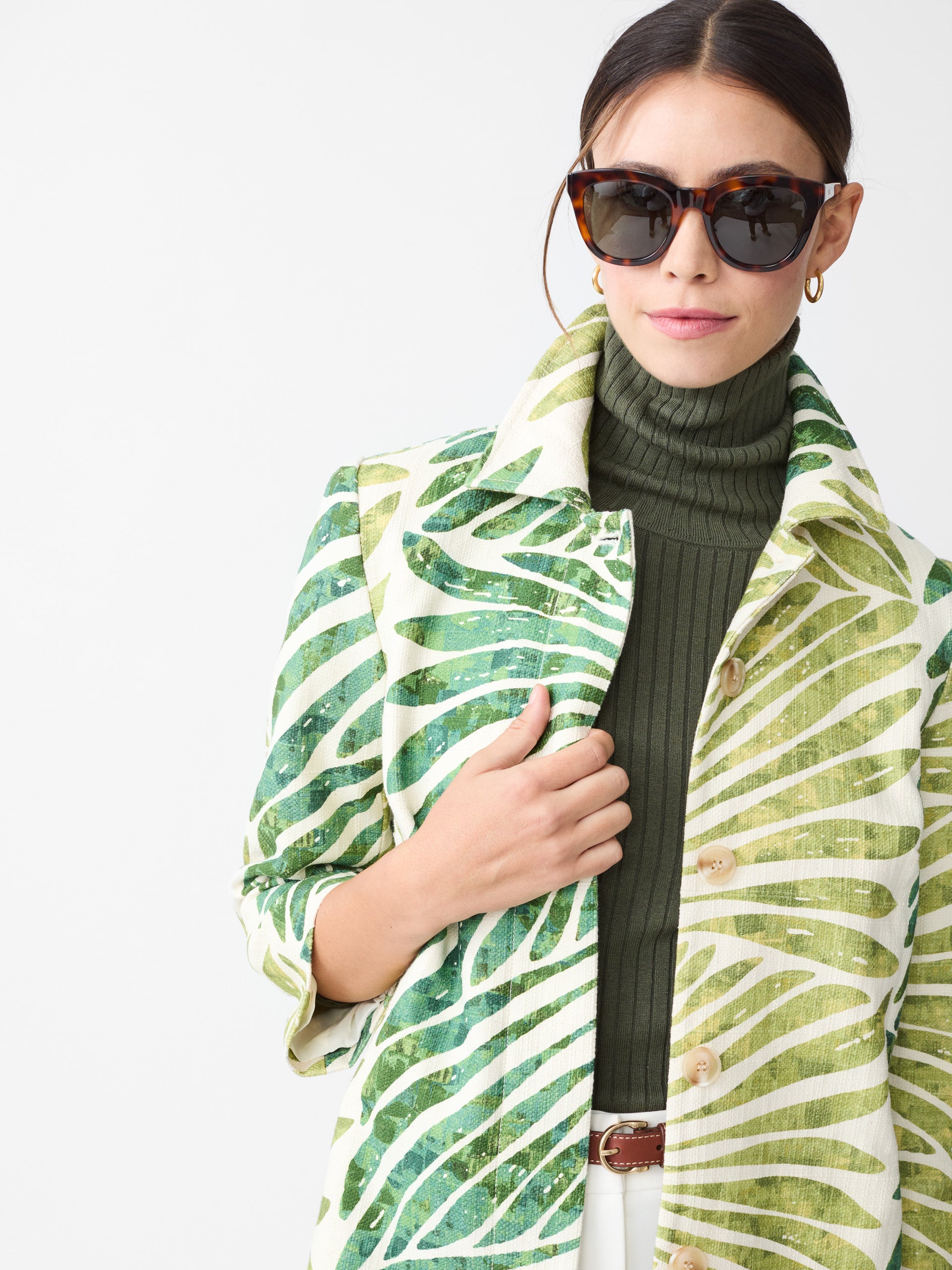 J.McLaughlin Deirde coat in green made with linen/rayon.